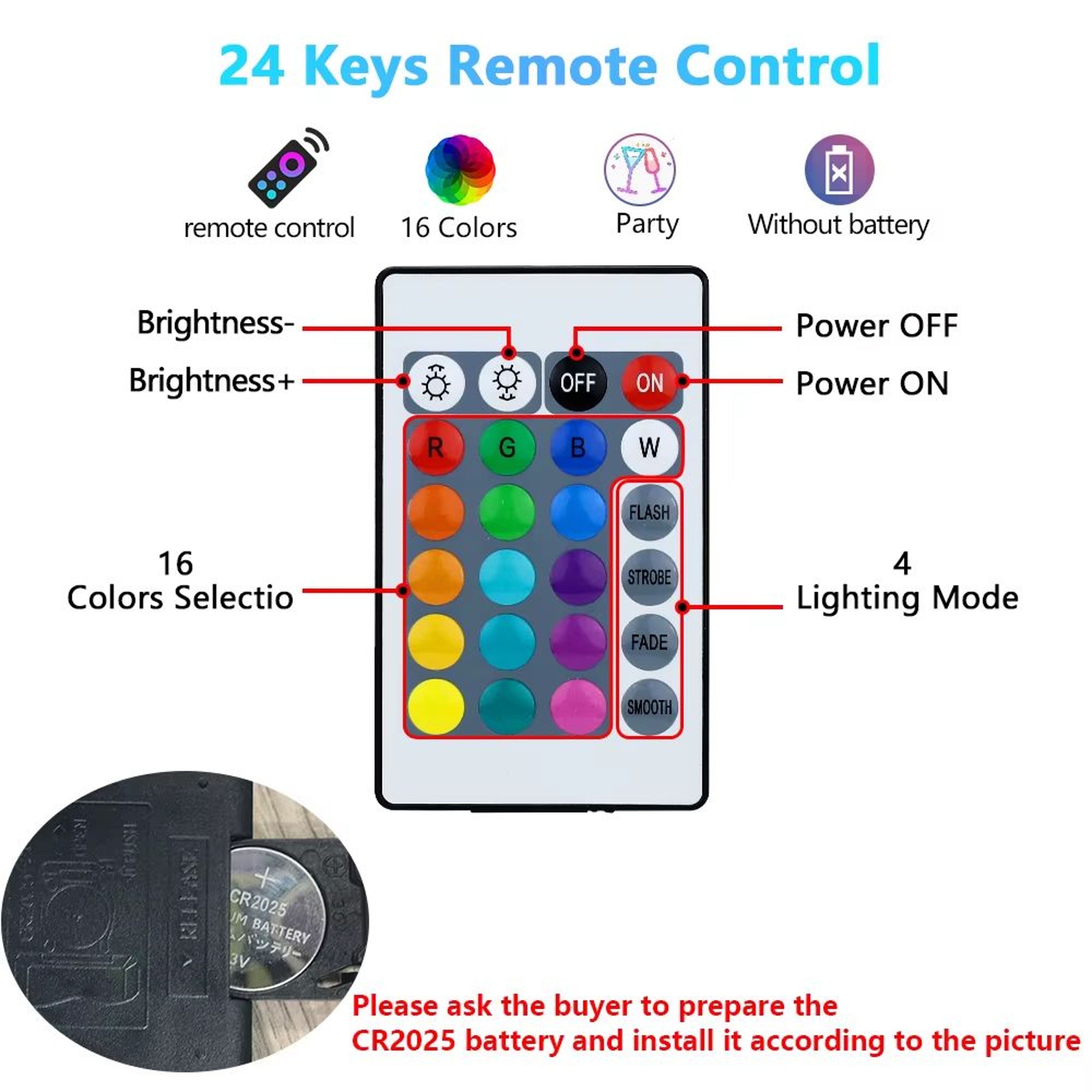 16Color RGB LED Multicolor Bulb With E27 Base And 24Key Remote Control 5