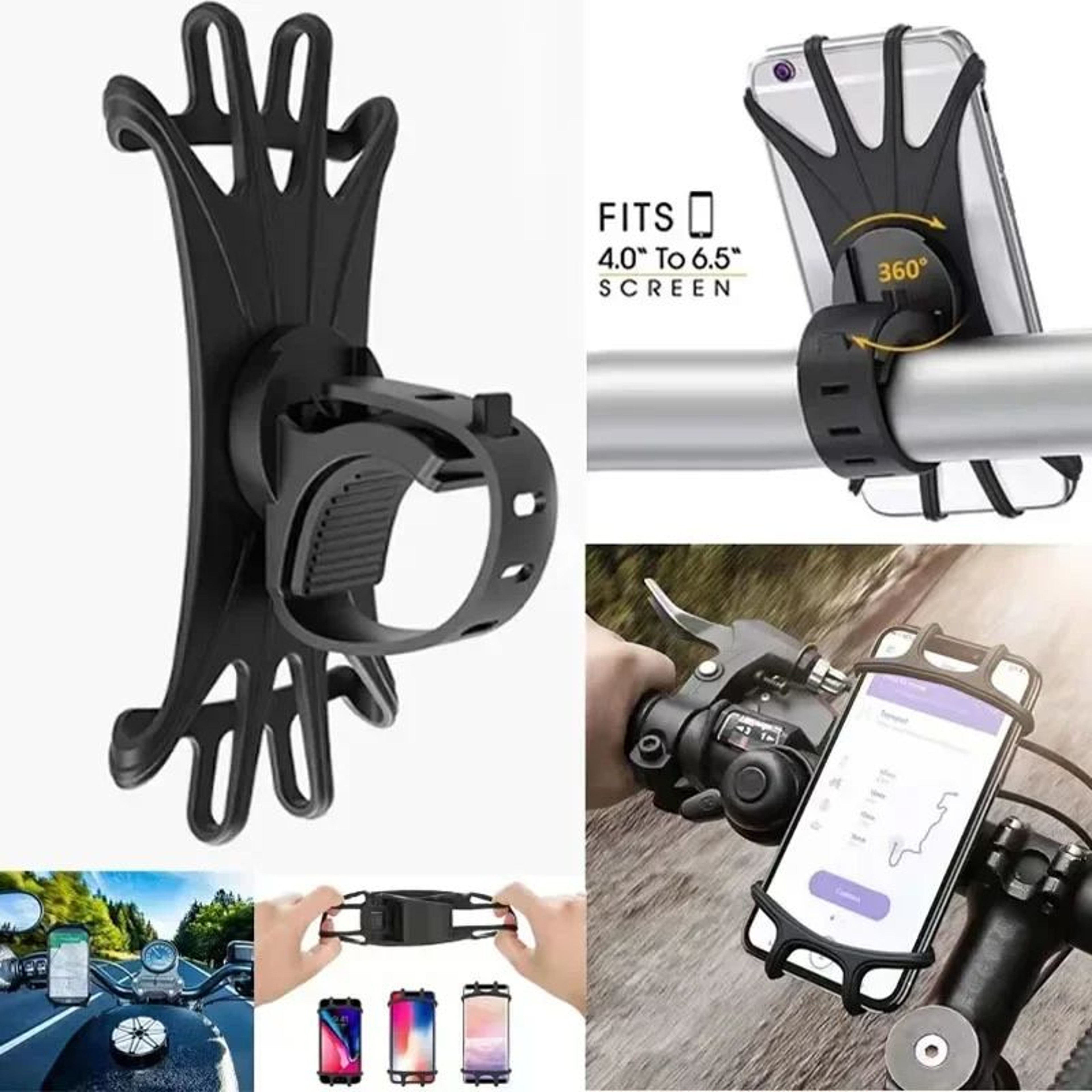 Universal 360 Rotatable Bicycle Motorcycle Phone Holder With Silicone Support 4