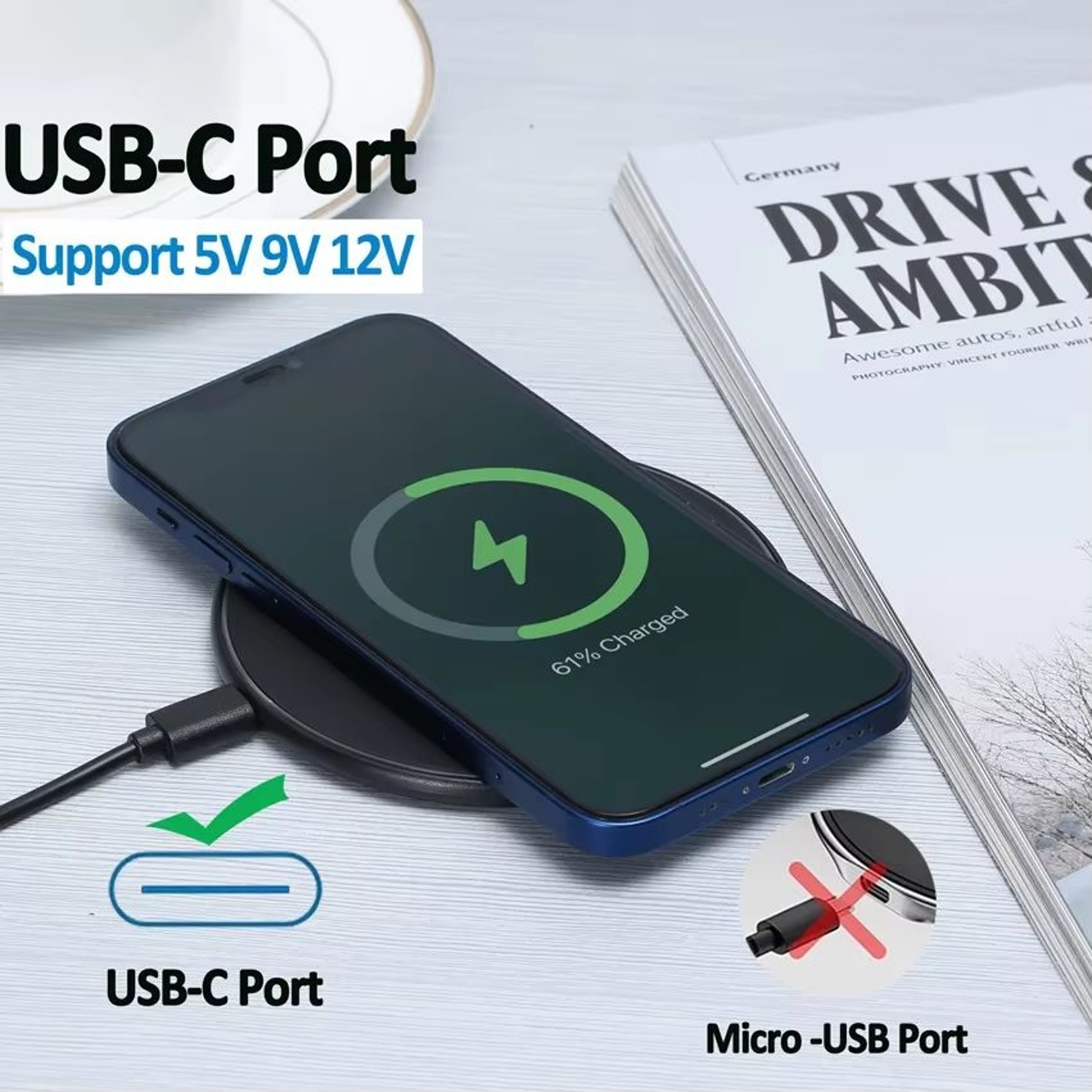 100W Fast Wireless Charging Pad For IPhone And Samsung Galaxy Phones 1