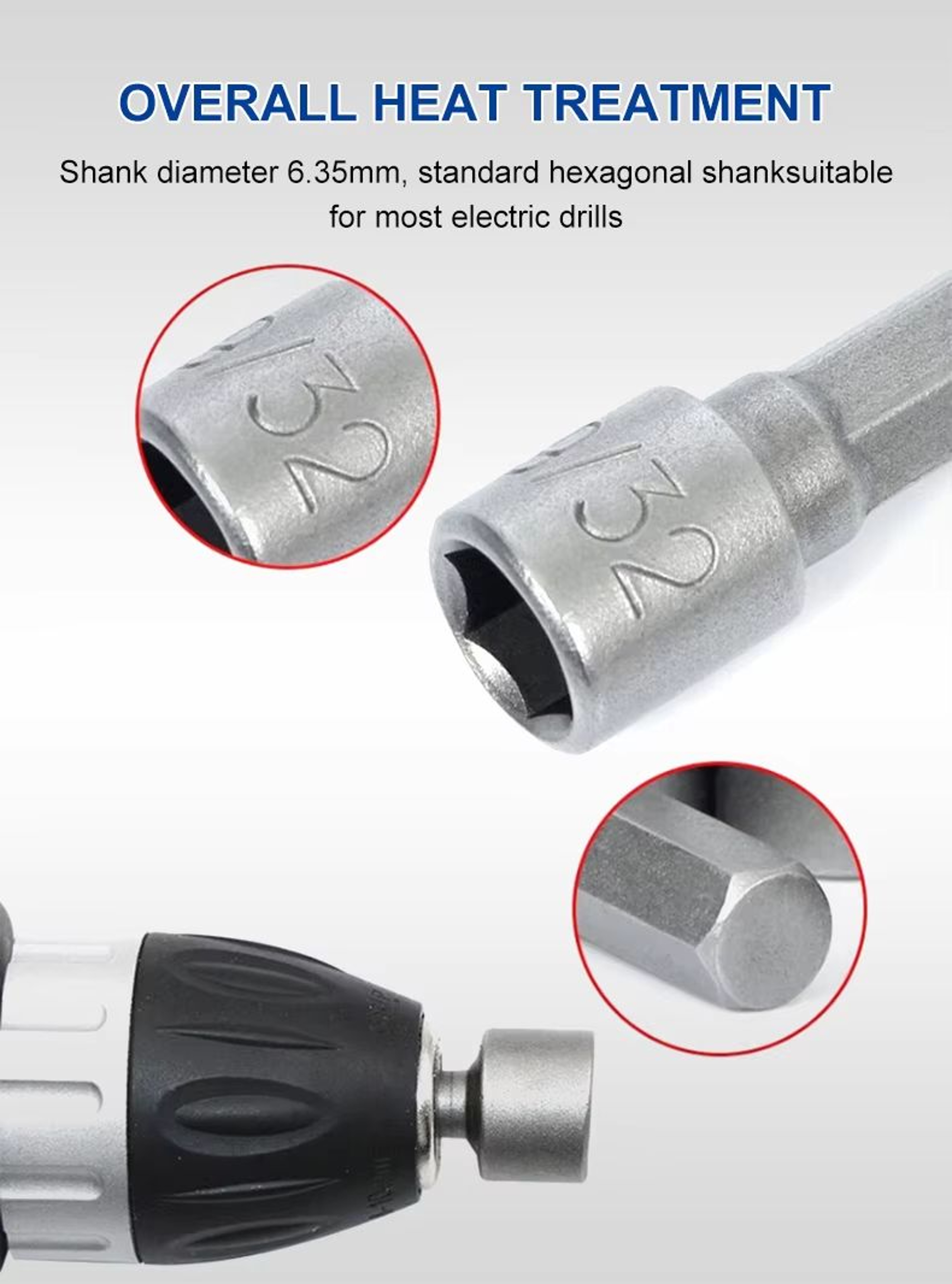 Hex Socket Wrench And Extension Set With Hex Handle For Screwdrivers And Pneumatic Tools 2