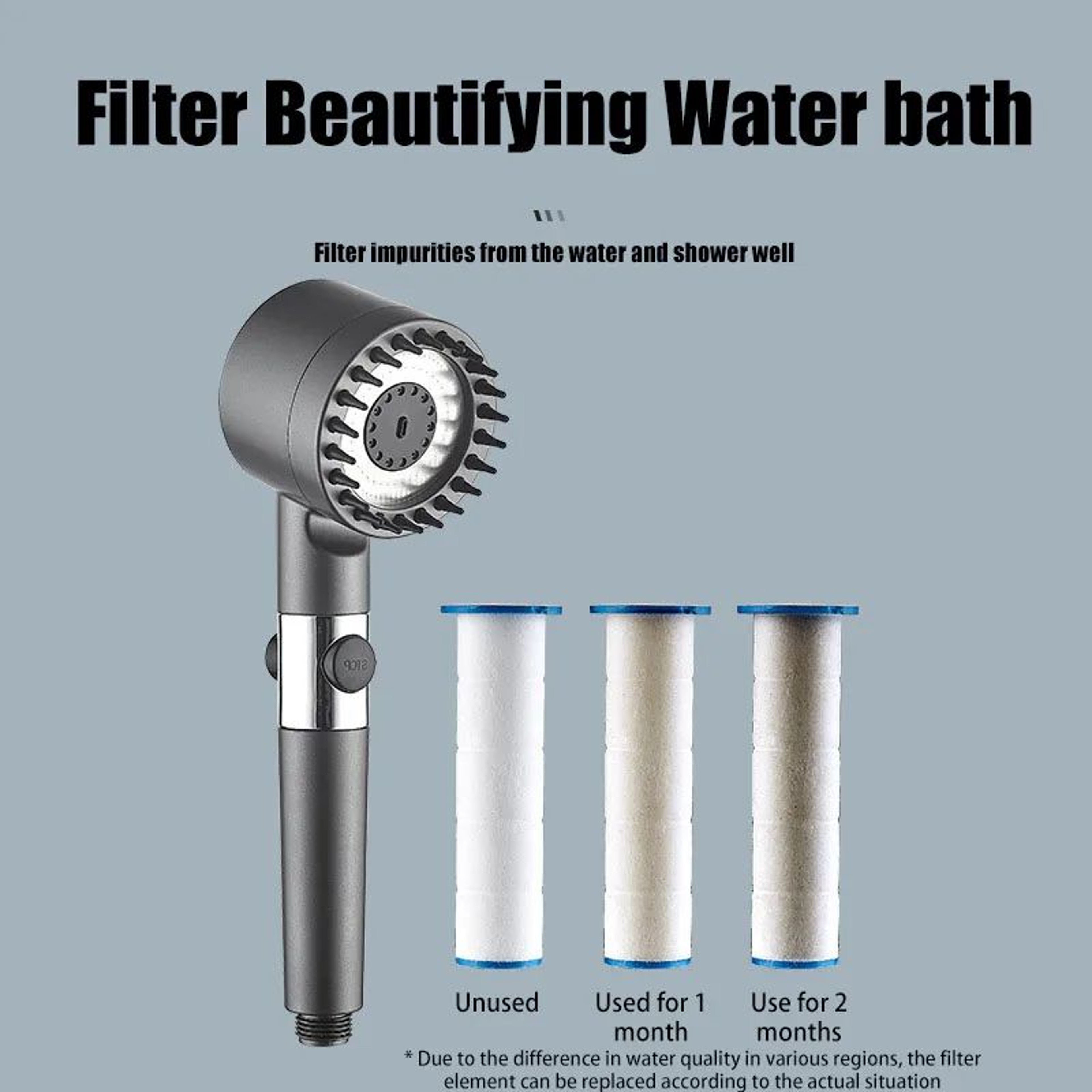 Portable ThreeSpeed Adjustable Shower Head With BuiltIn Head Massage Filter 3