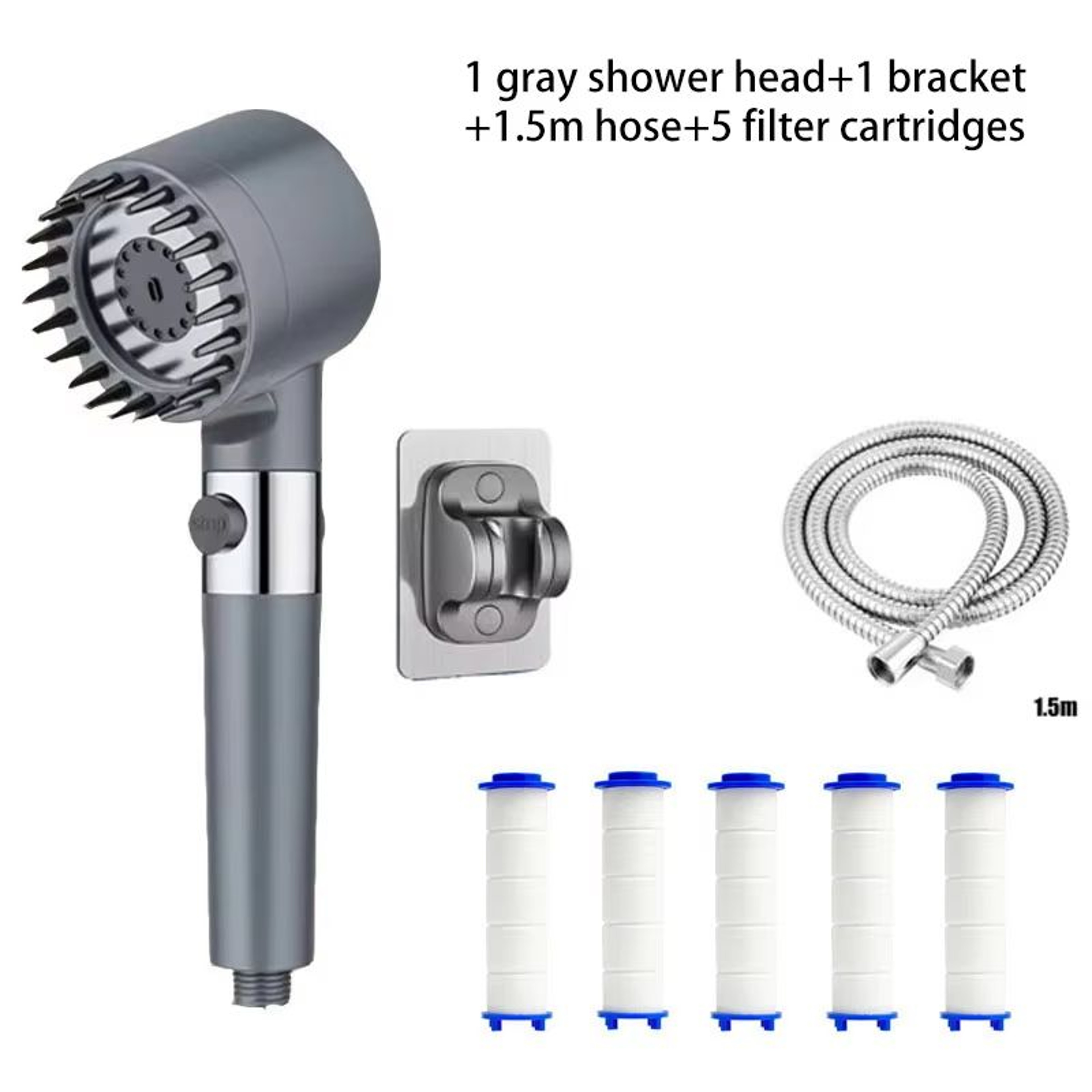 Portable ThreeSpeed Adjustable Shower Head With BuiltIn Head Massage Filter 19