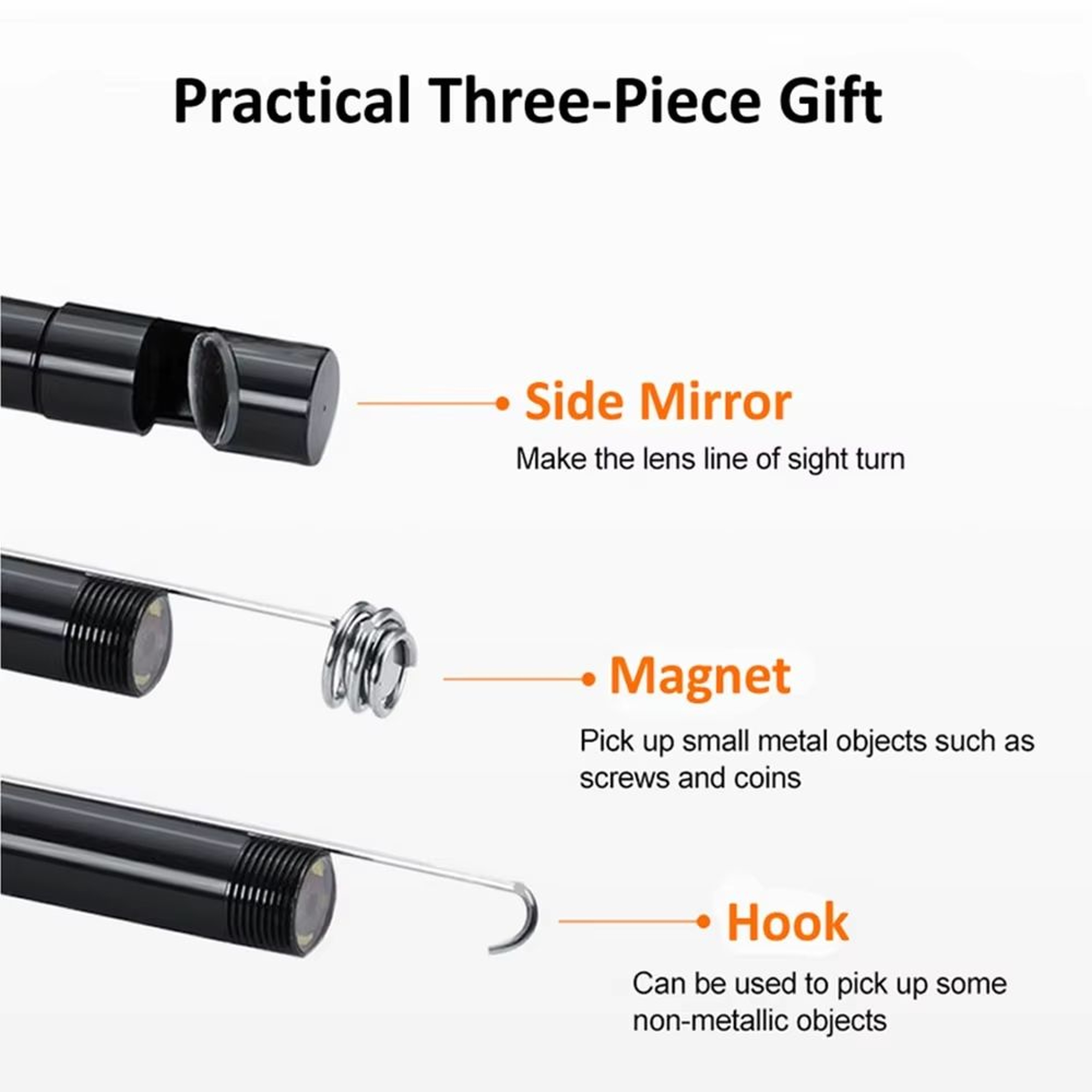 MultiLens USBTypeC Flexible Endoscope Camera 55 Mm  70 Mm  80 Mm With Adjustable LED Lights 5