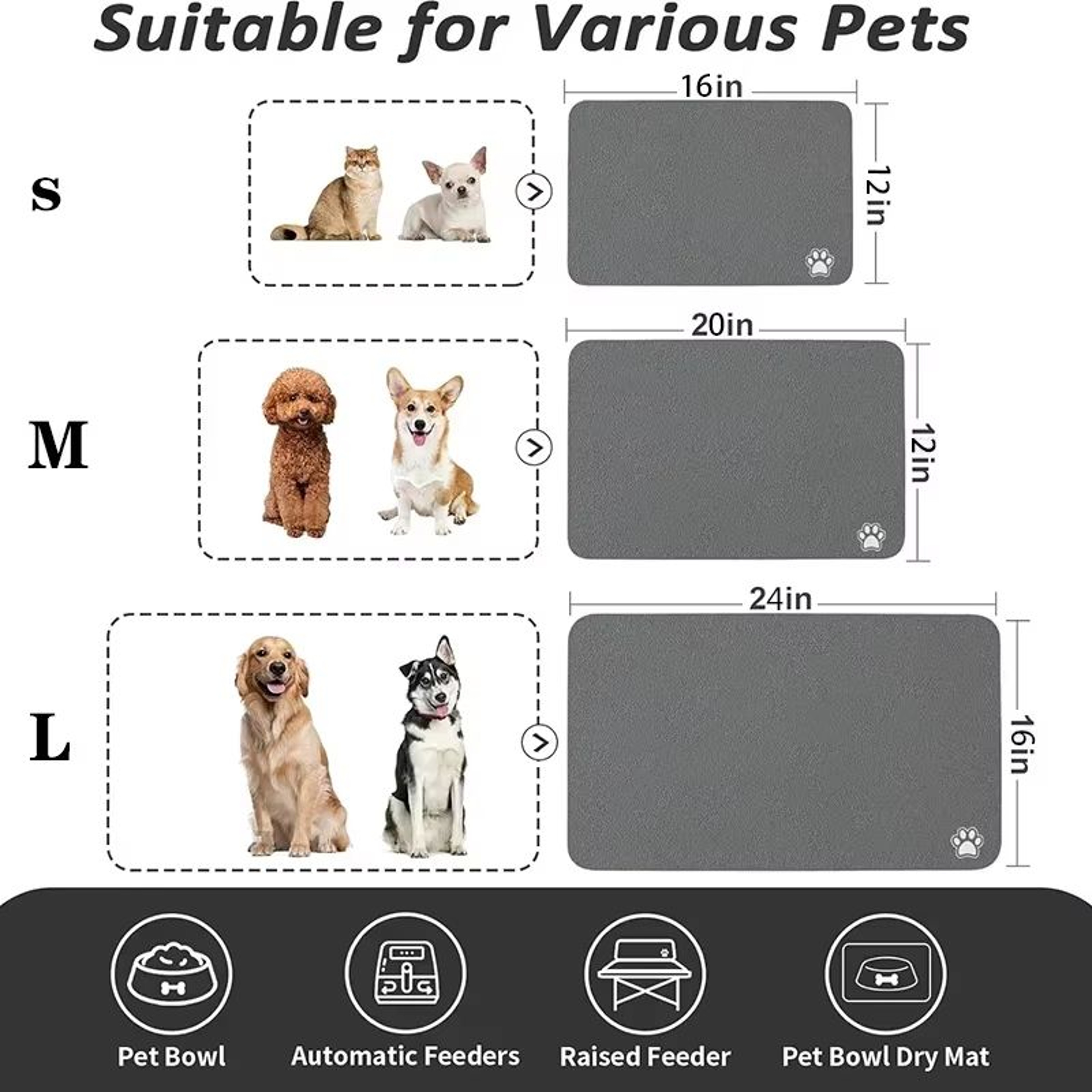 Absorbent Pet Feeding Mat For Dog And Cat Food And Water Bowls Quick Dry Waterproof Placemat 3
