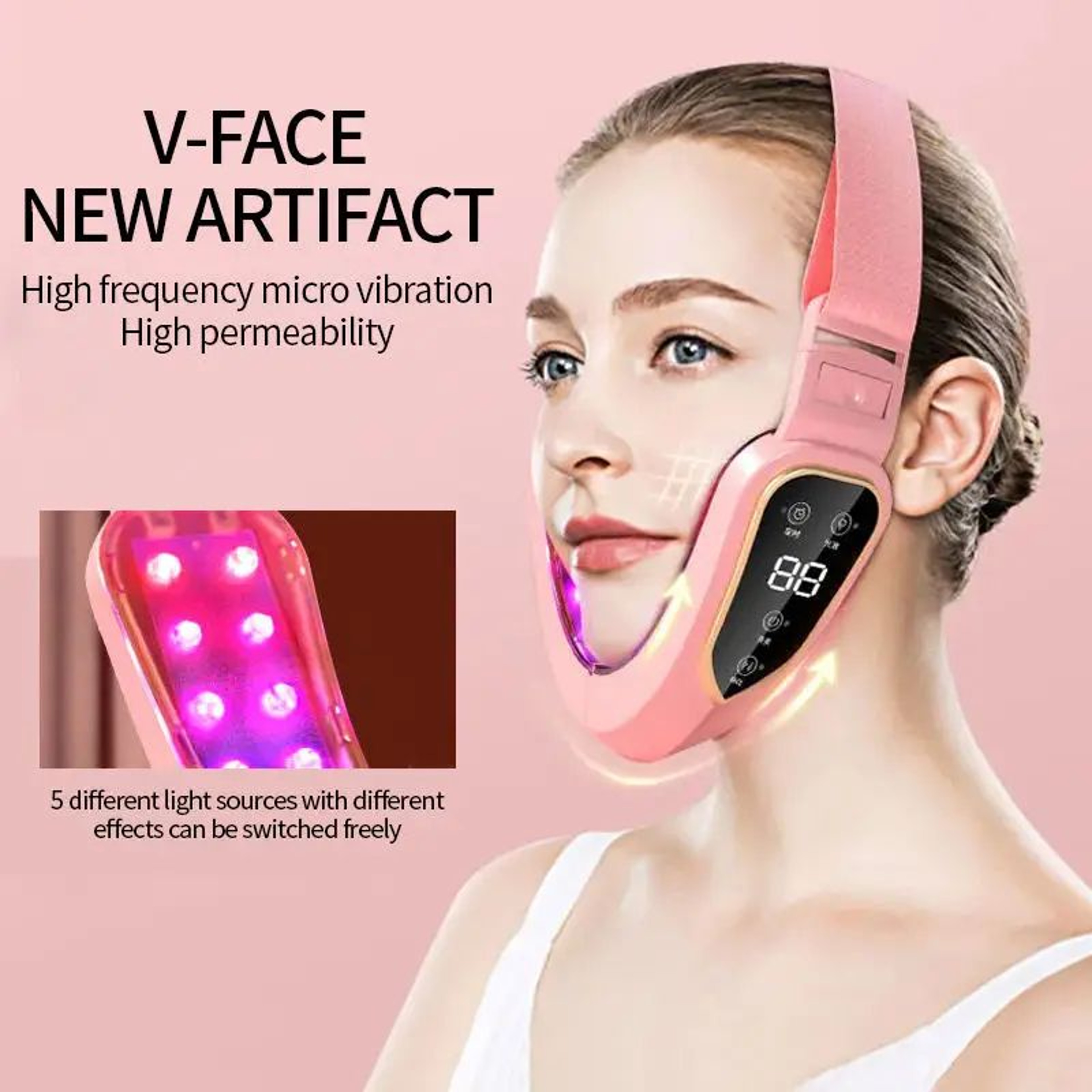 LED Photon Therapy Facial Slimming  Vibration Massager For VFace Lifting 1