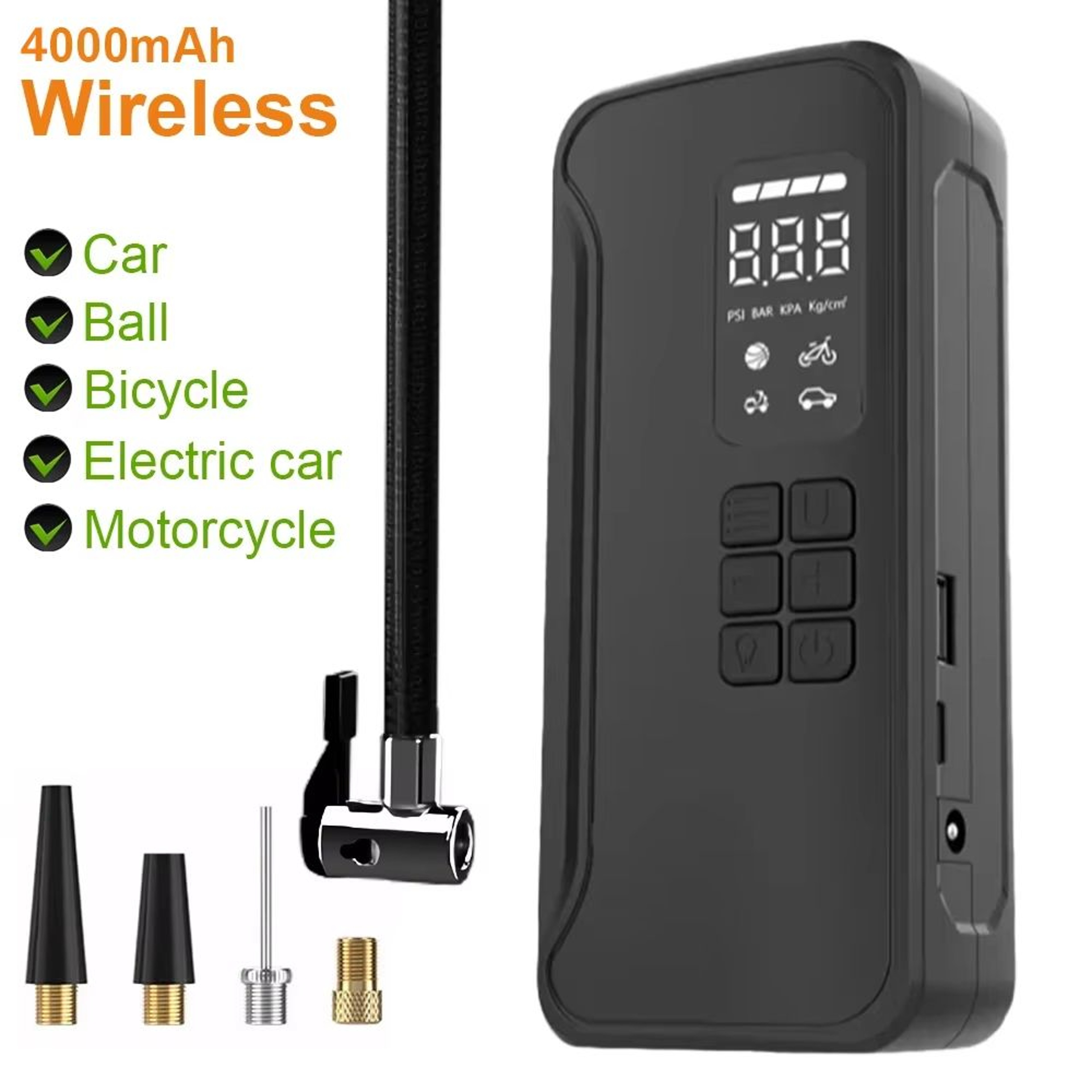 Wireless Portable 150 PSI Electric Tire Inflator Pump With Touch Screen 7