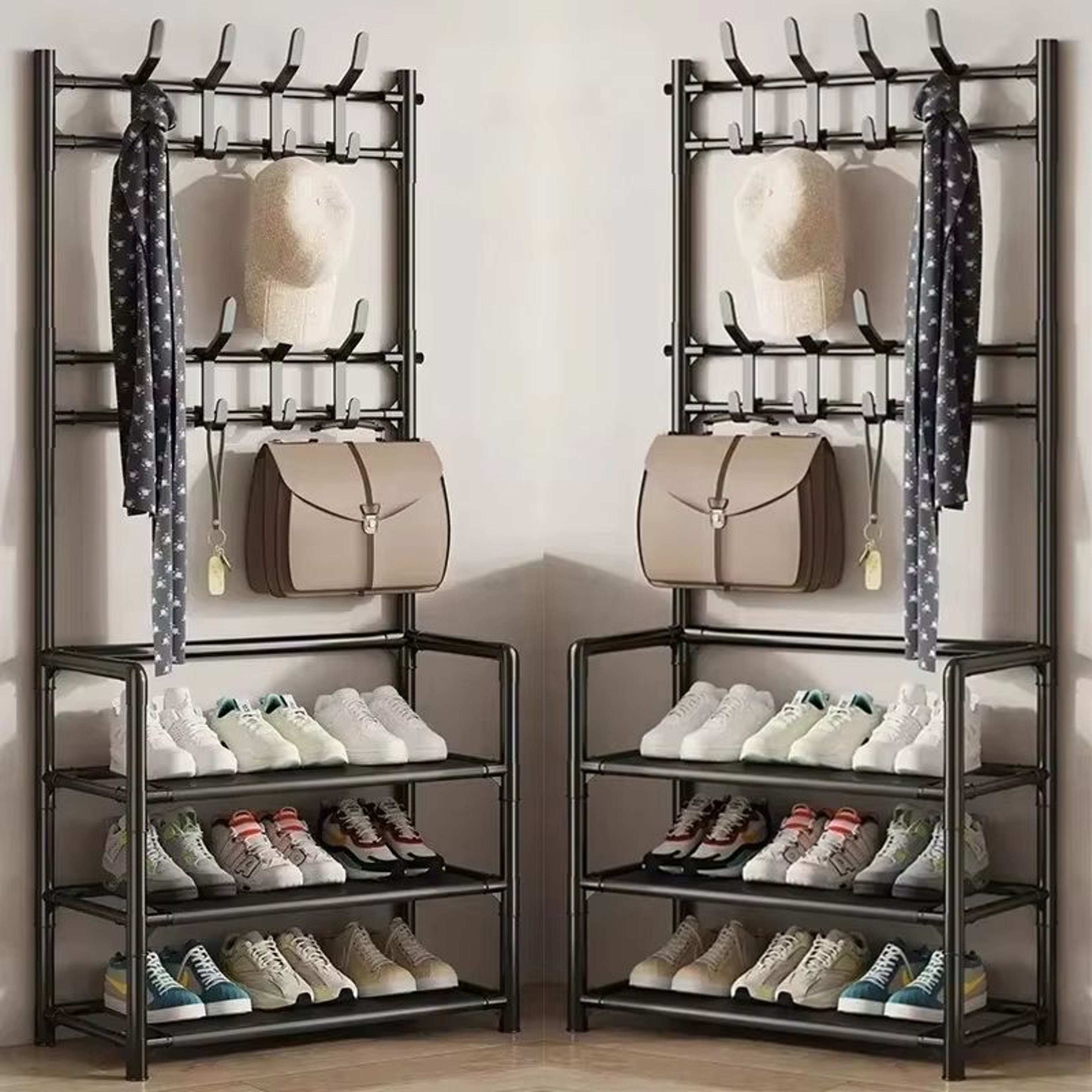 MultiLayer Clothes And Shoe Organizer Rack FloorStanding Hat  Shoe Storage Shelf 11