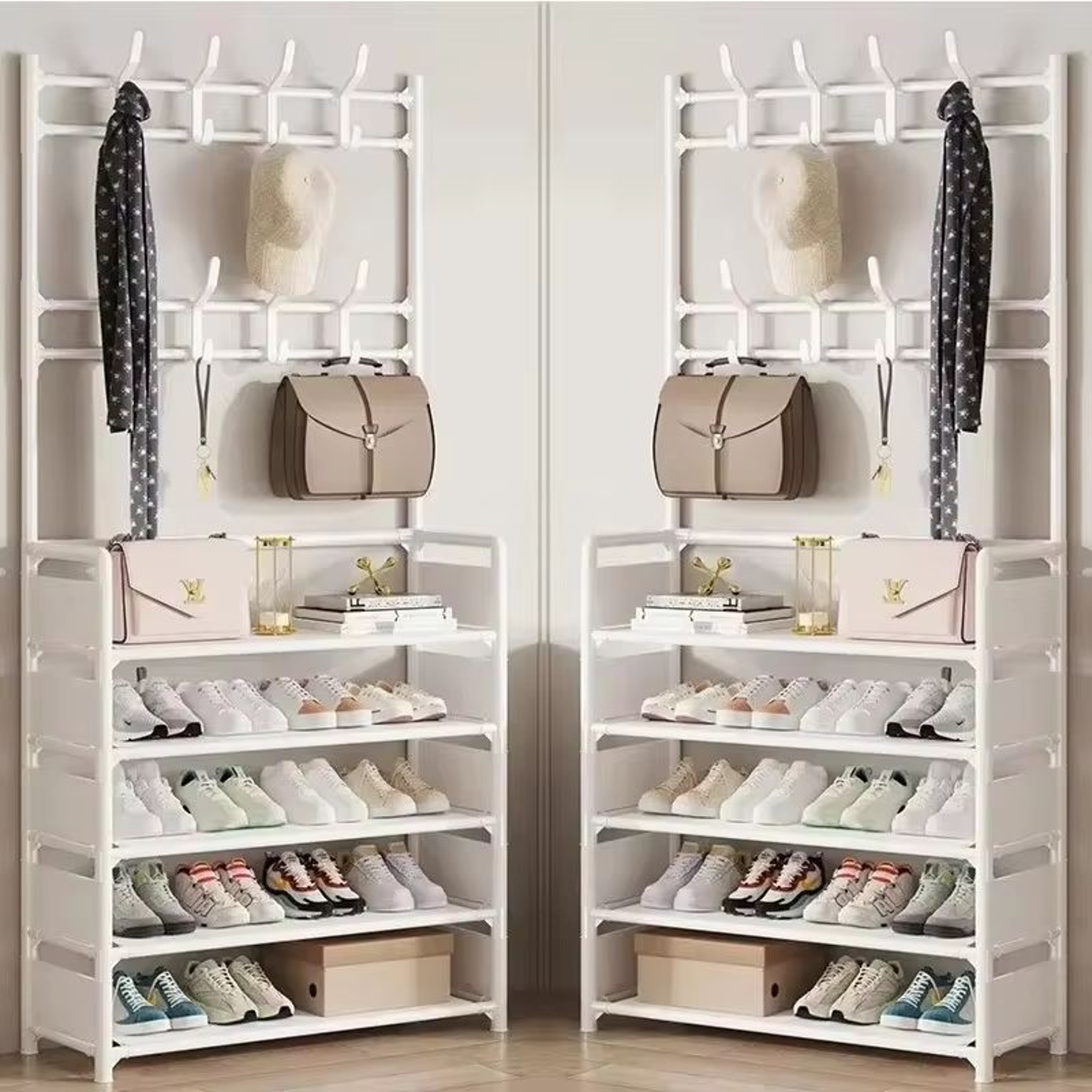 MultiLayer Clothes And Shoe Organizer Rack FloorStanding Hat  Shoe Storage Shelf 12