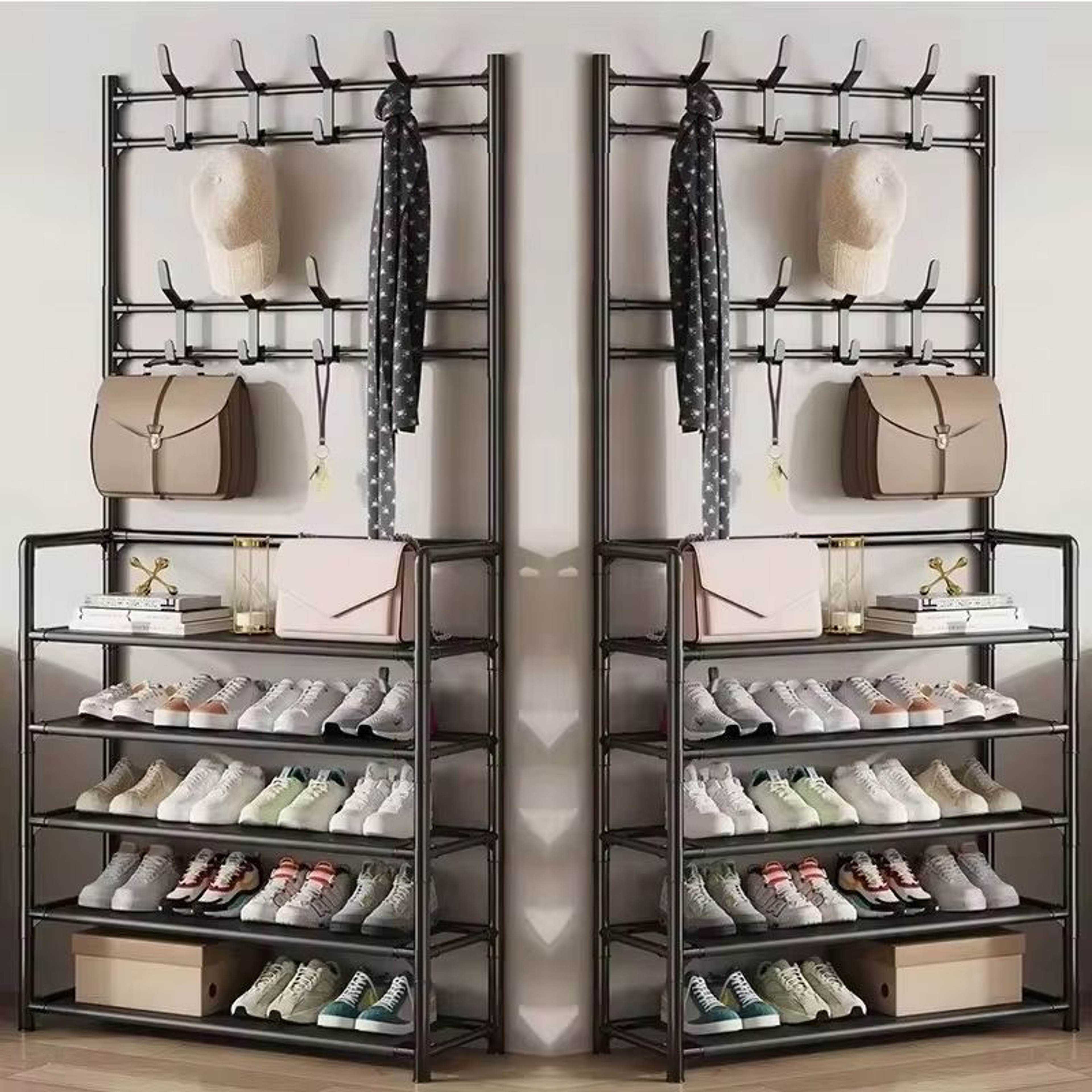 MultiLayer Clothes And Shoe Organizer Rack FloorStanding Hat  Shoe Storage Shelf 16