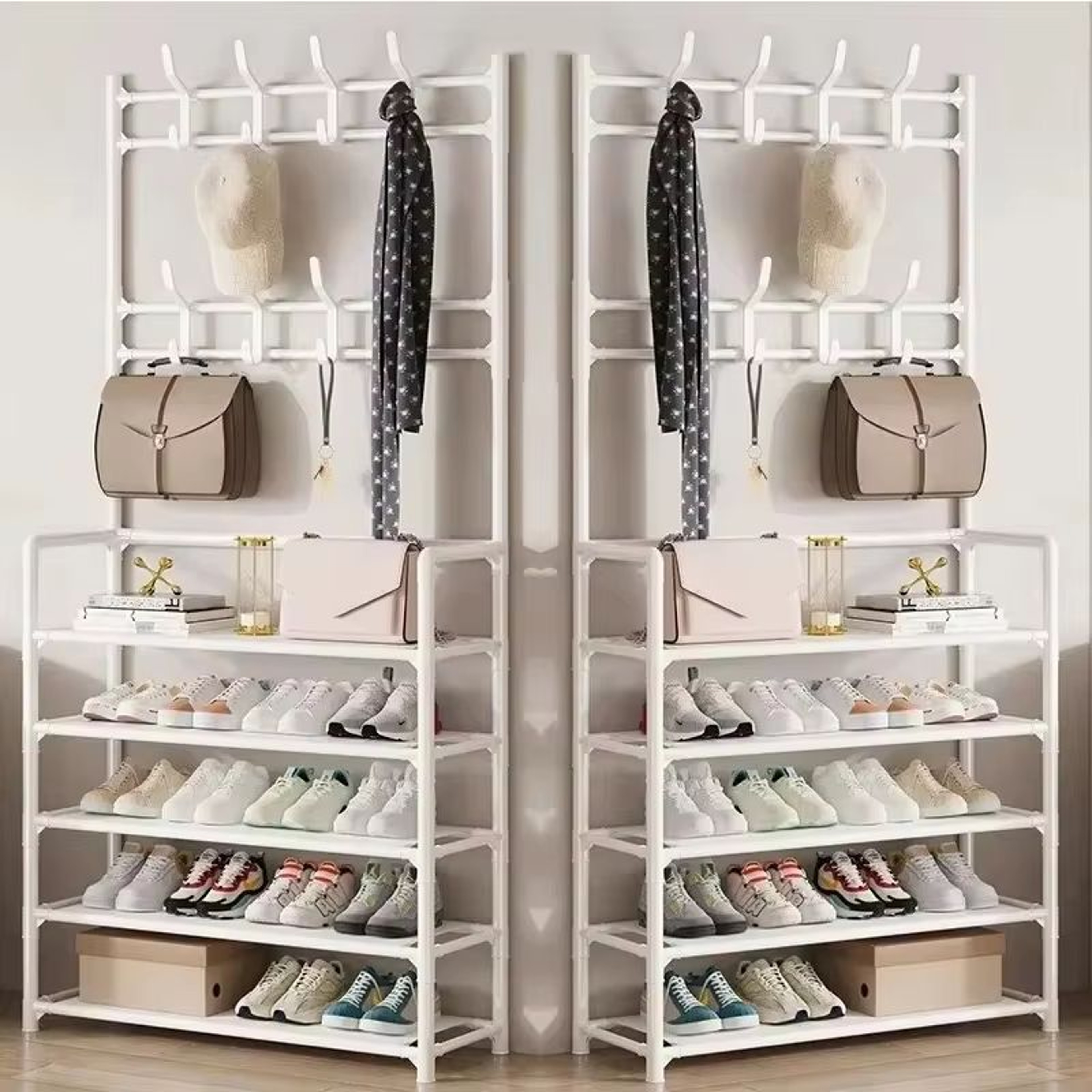 MultiLayer Clothes And Shoe Organizer Rack FloorStanding Hat  Shoe Storage Shelf 18