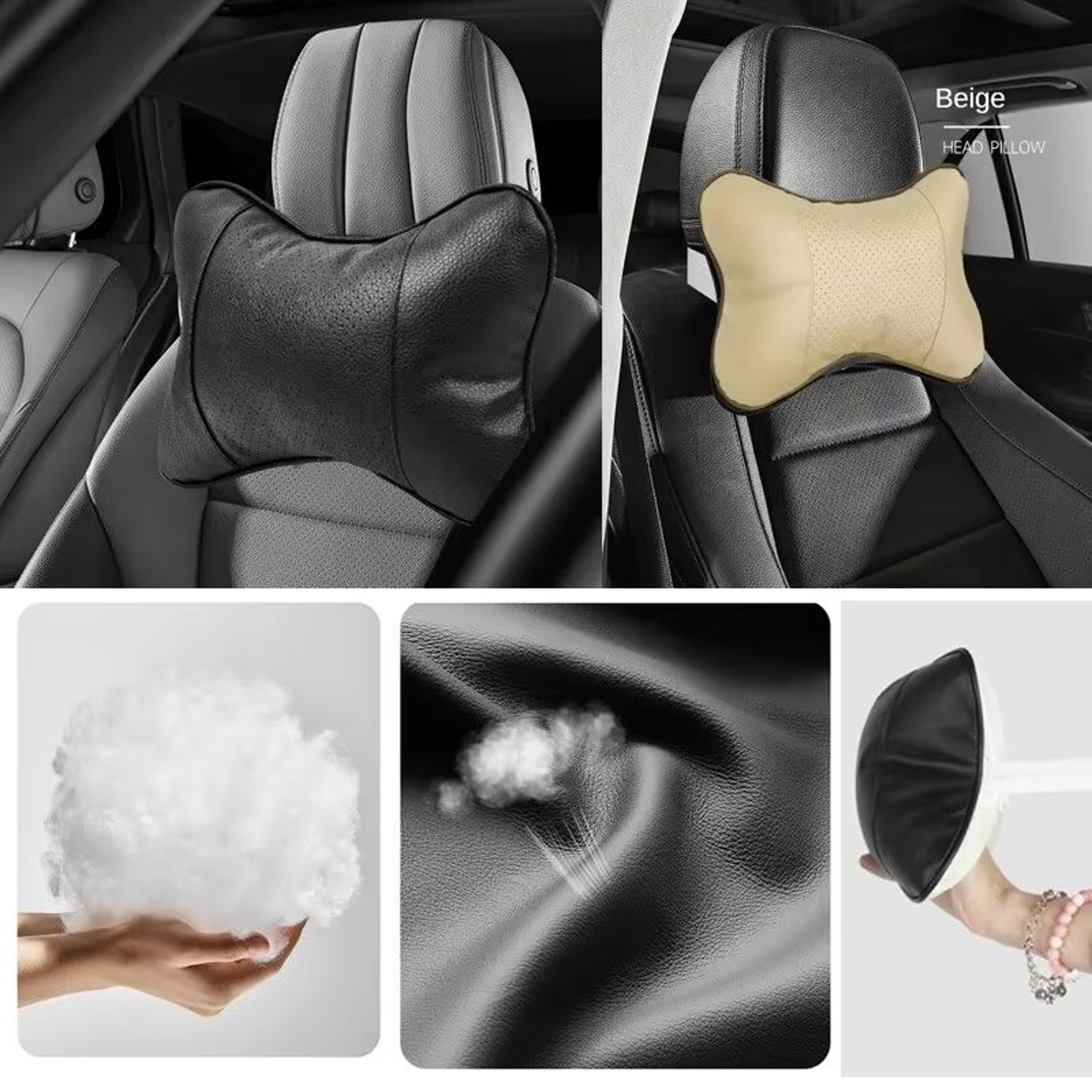 Universal PU Leather Car Neck Pillow Headrest For Pain Relief 1