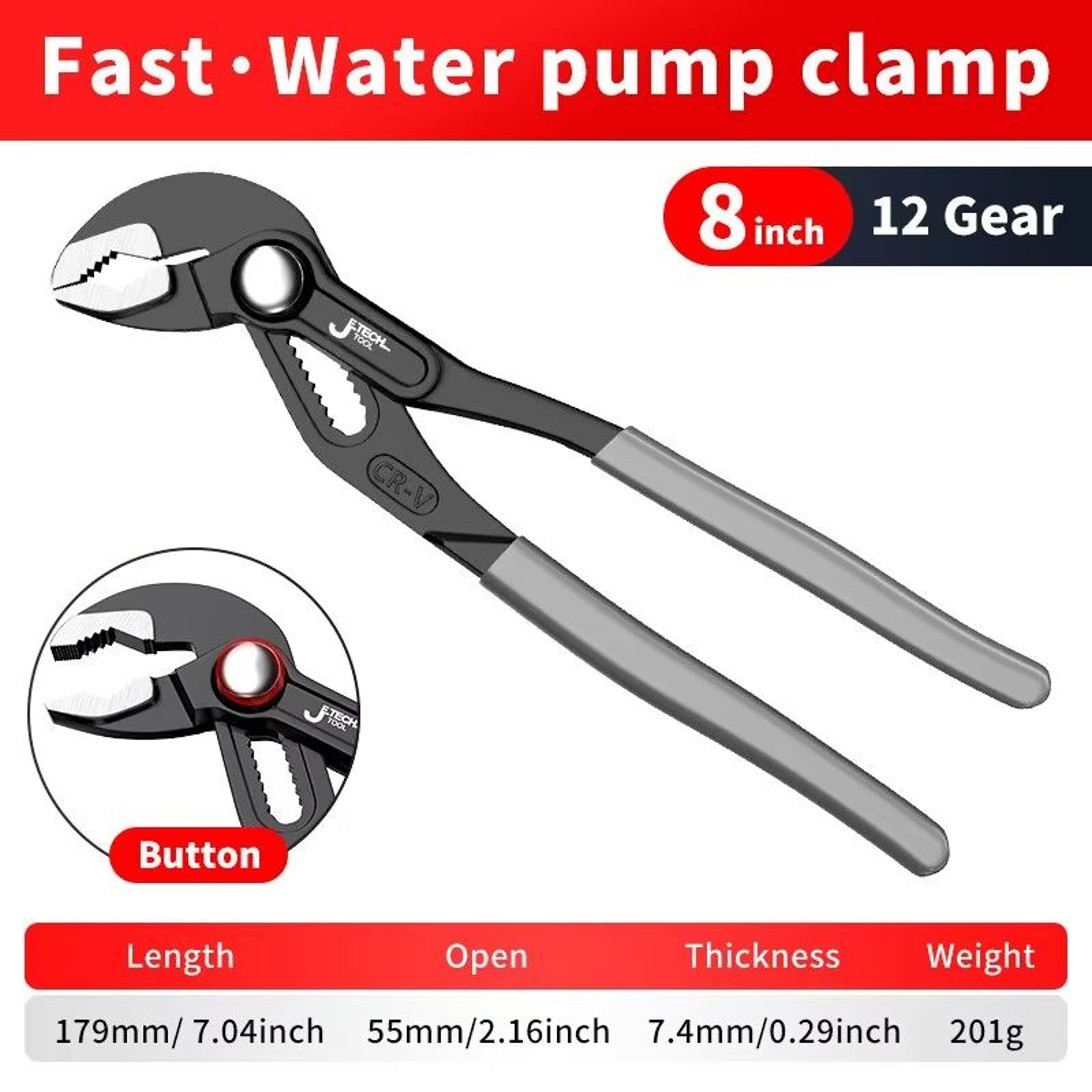 Adjustable QuickRelease Water Pump Pliers MultiFunction Pipe Wrench Clamp Pliers 5