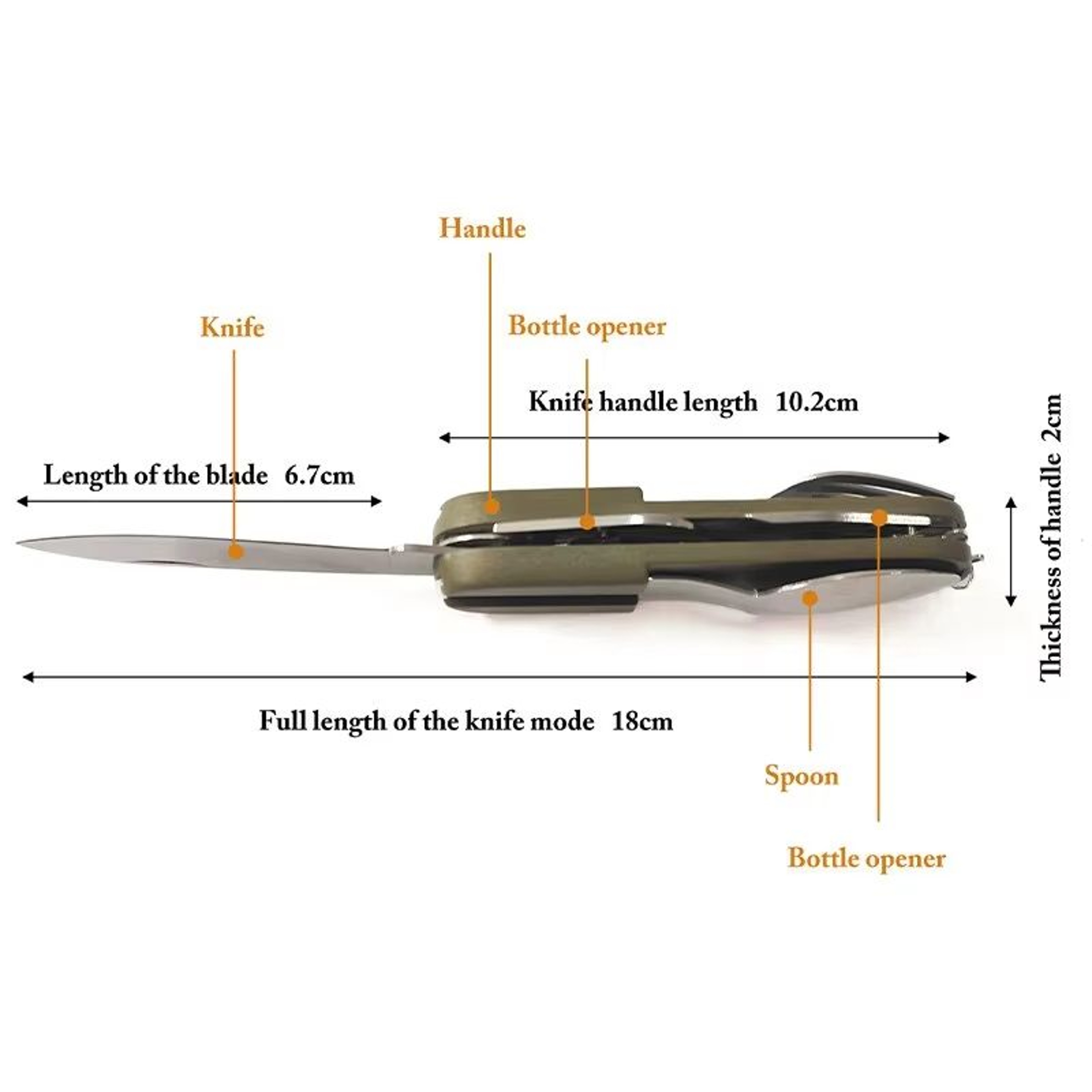 7in1 Stainless Steel Multifunctional Foldable Outdoor Tableware Set Fork Spoon Knife For Camping An 5
