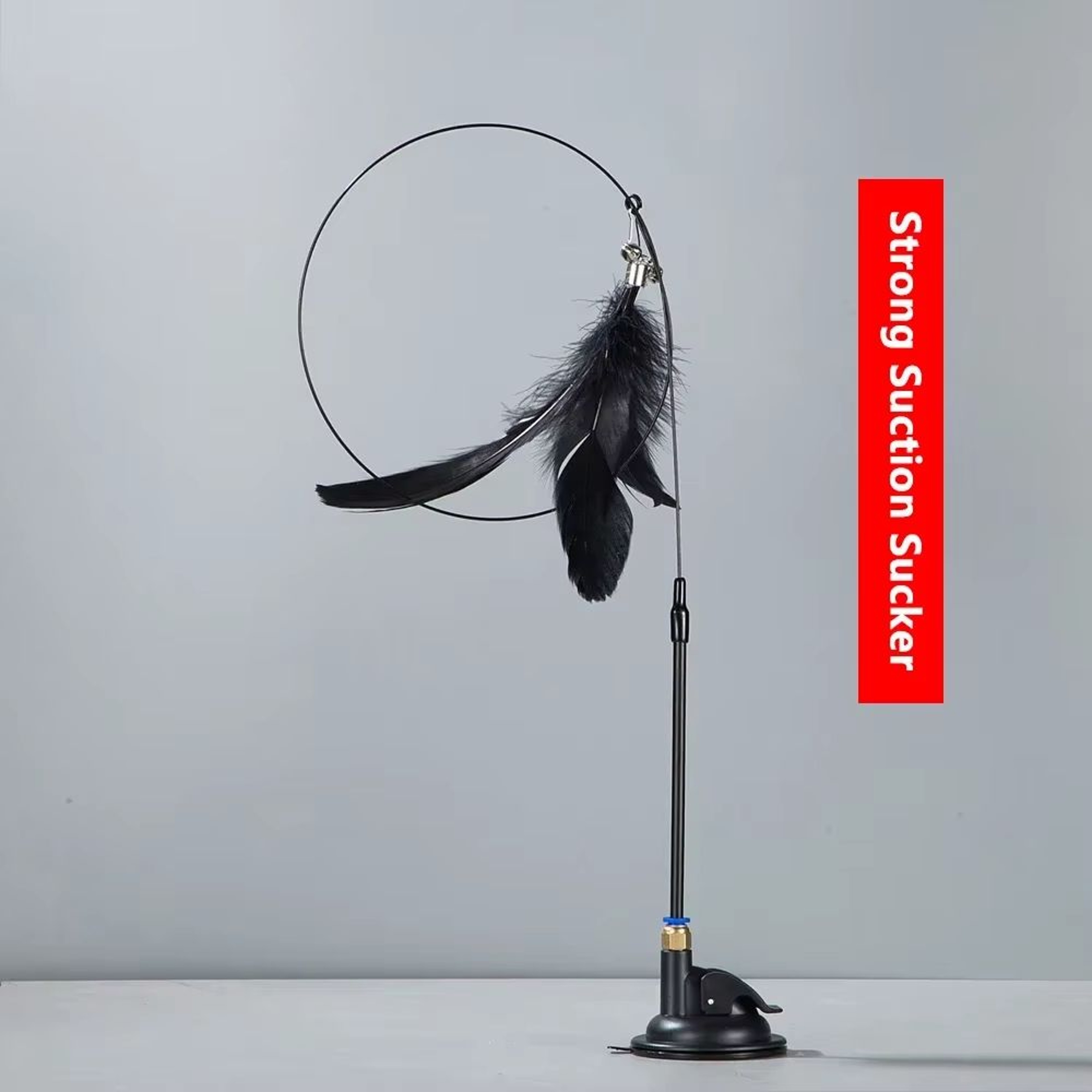 Cat Teaser Toy With Bell And Suction Cup Extended Rod Replaceable Feather Head 11