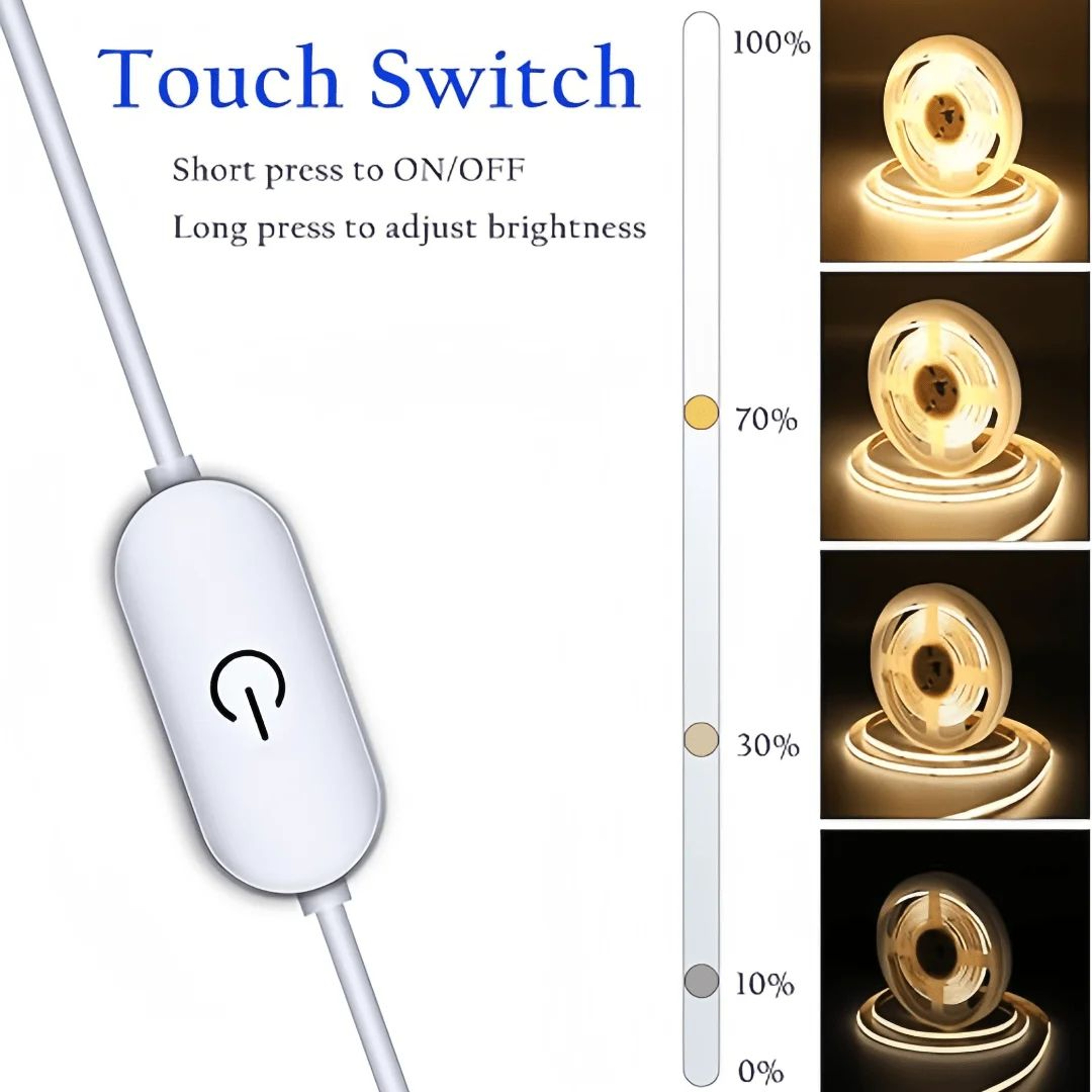5 V USB COB LED Light Strip With Touch Dimmer Flexible Diode Tape For Indoor Lighting 1