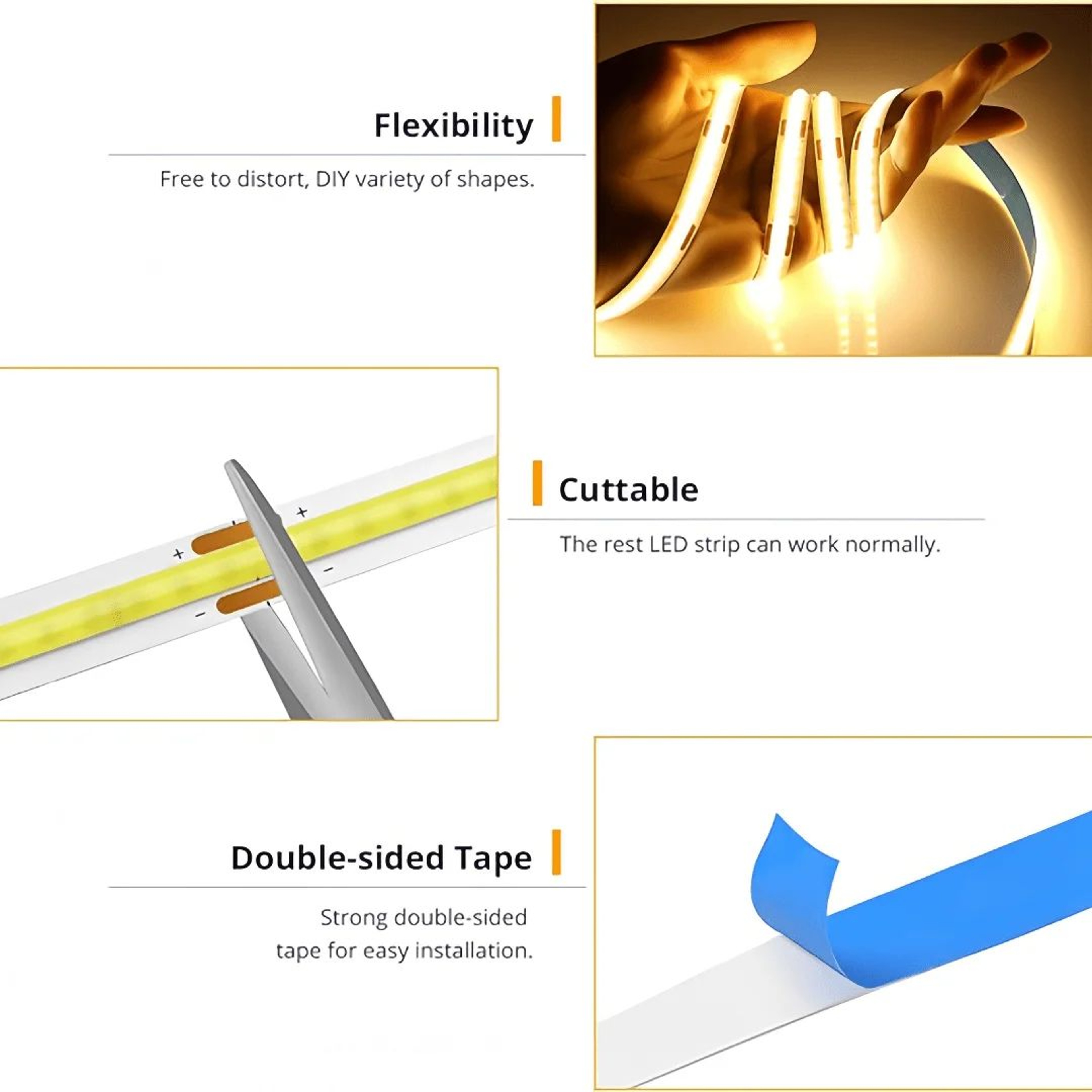 5 V USB COB LED Light Strip With Touch Dimmer Flexible Diode Tape For Indoor Lighting 3