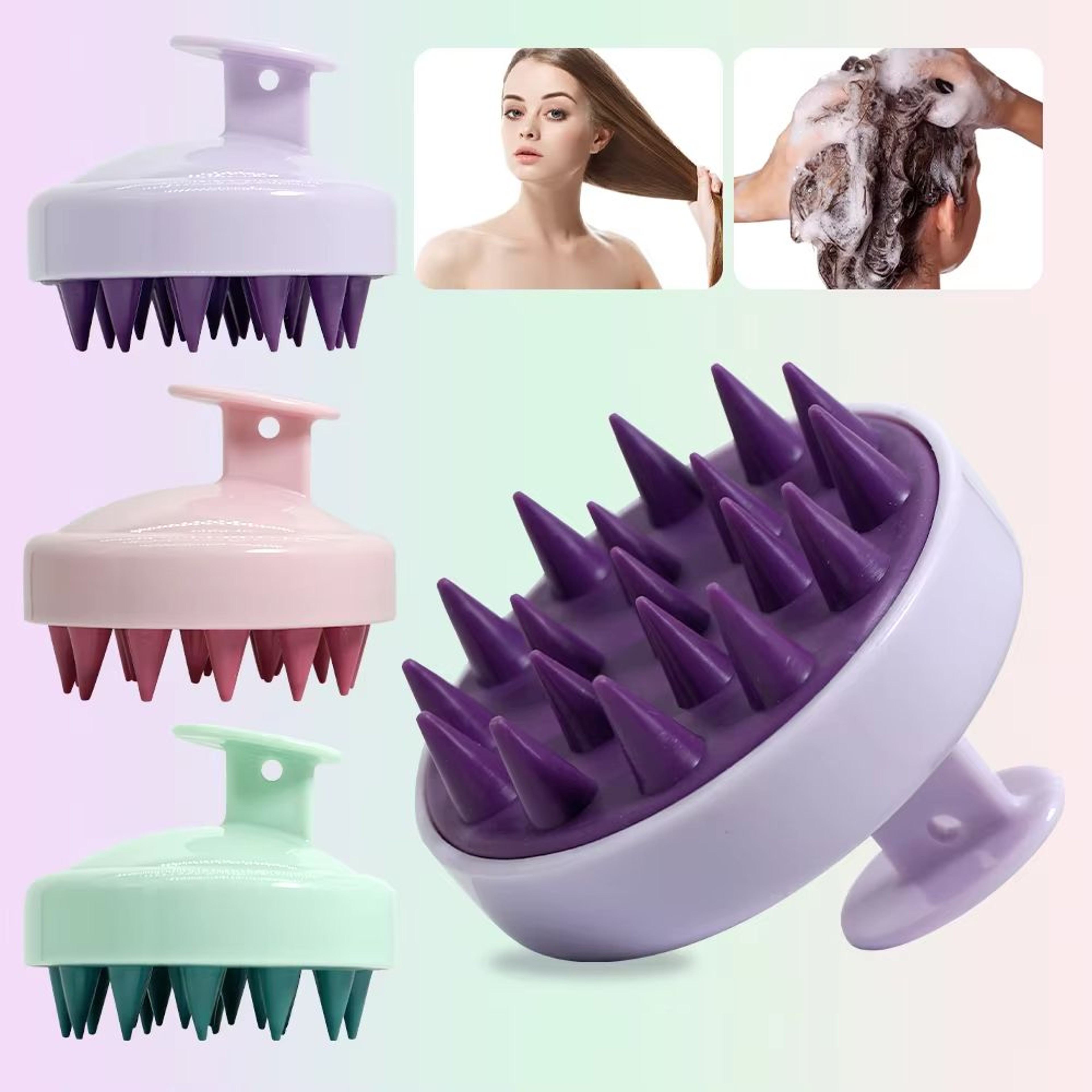 Silicone Scalp Massager Shampoo Brush With Ergonomic Handle For Deep Clean Exfoliation And Relaxing 0