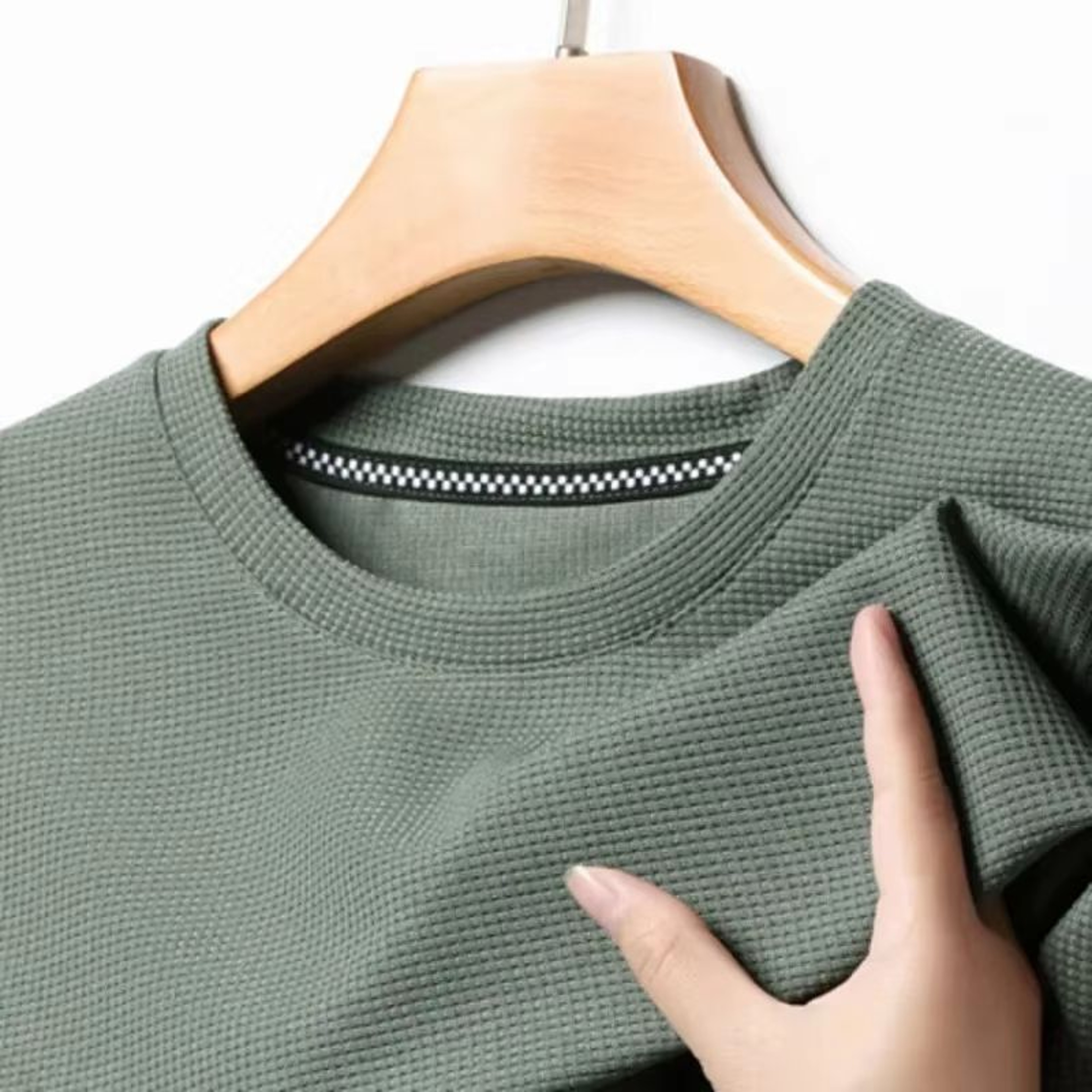 Summer Waffle Knit Short Sleeve TShirt For Men 1
