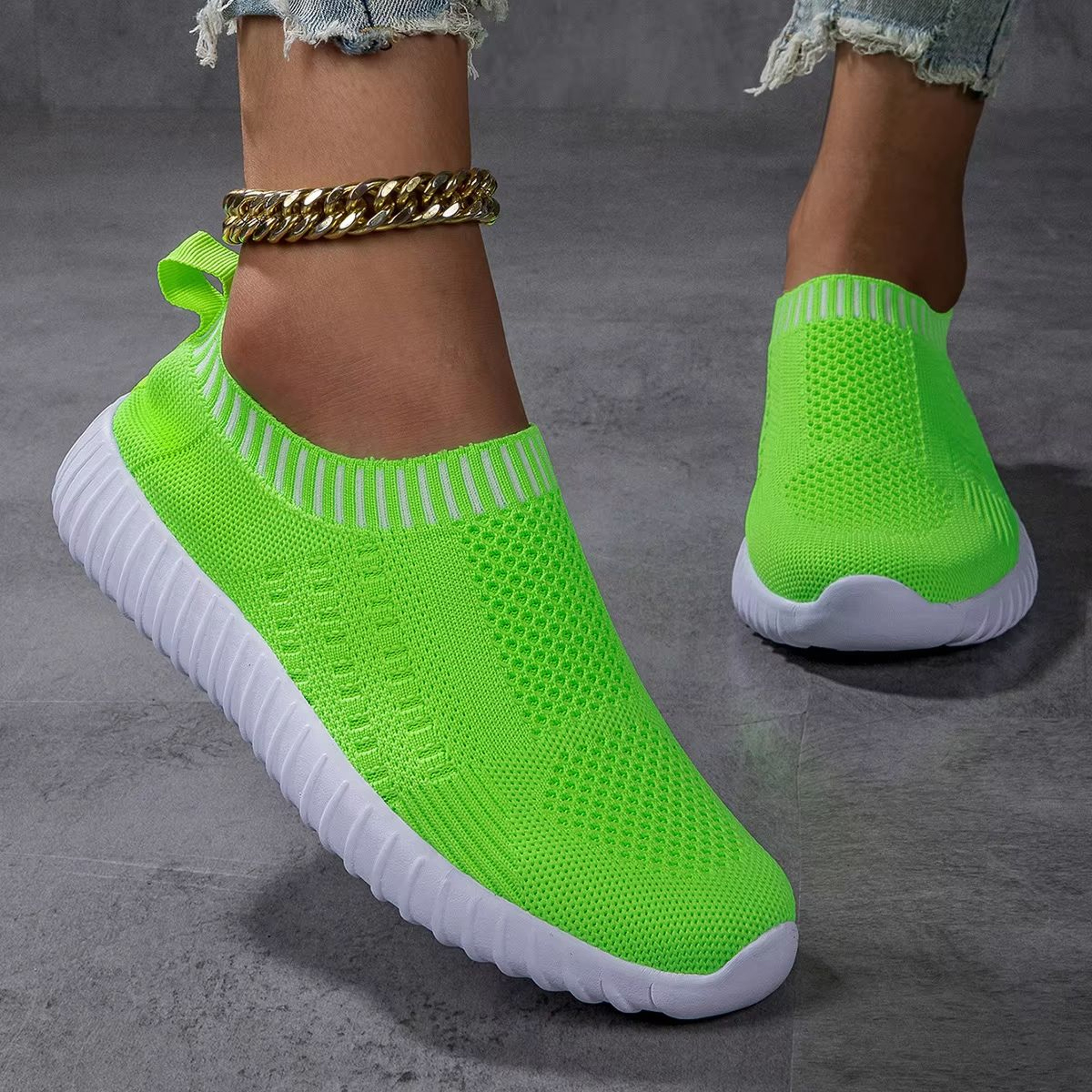 Womens Breathable Knit Sneakers Lightweight Mesh Casual Lace Up Shoes 3