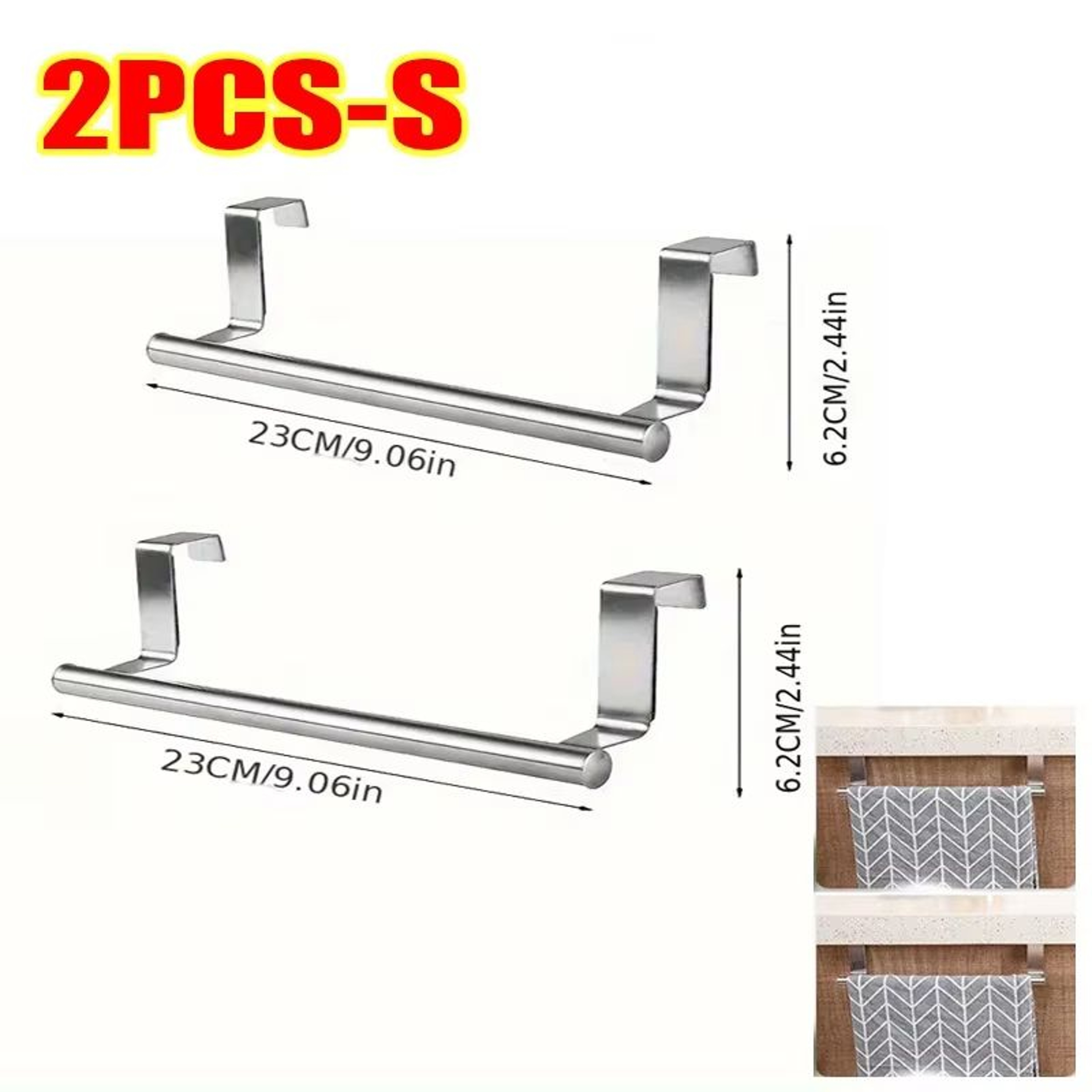Stainless Steel OverDoor Towel Rack NoDrill Hanging Bar For Bathroom And Kitchen 9