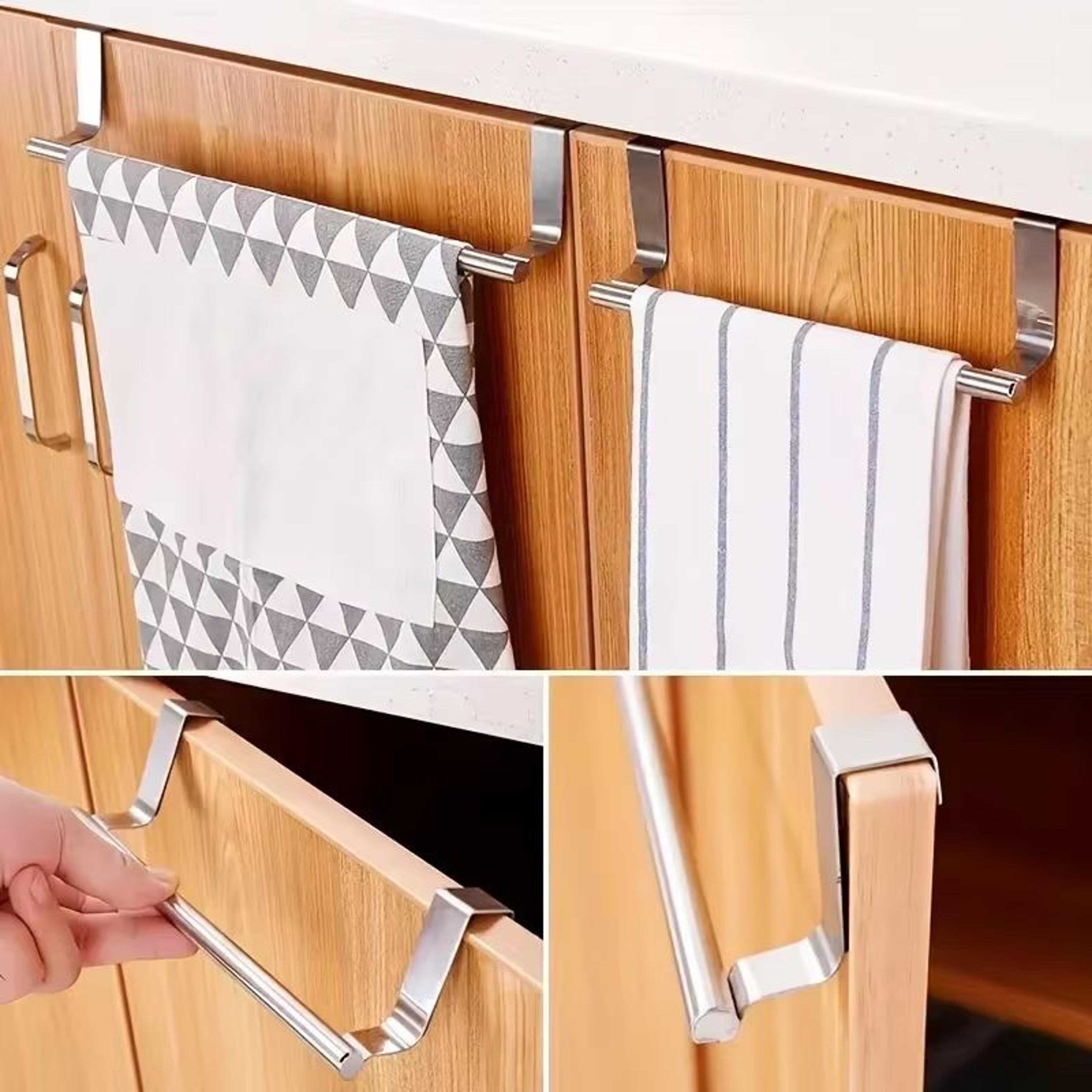 Stainless Steel OverDoor Towel Rack NoDrill Hanging Bar For Bathroom And Kitchen 2