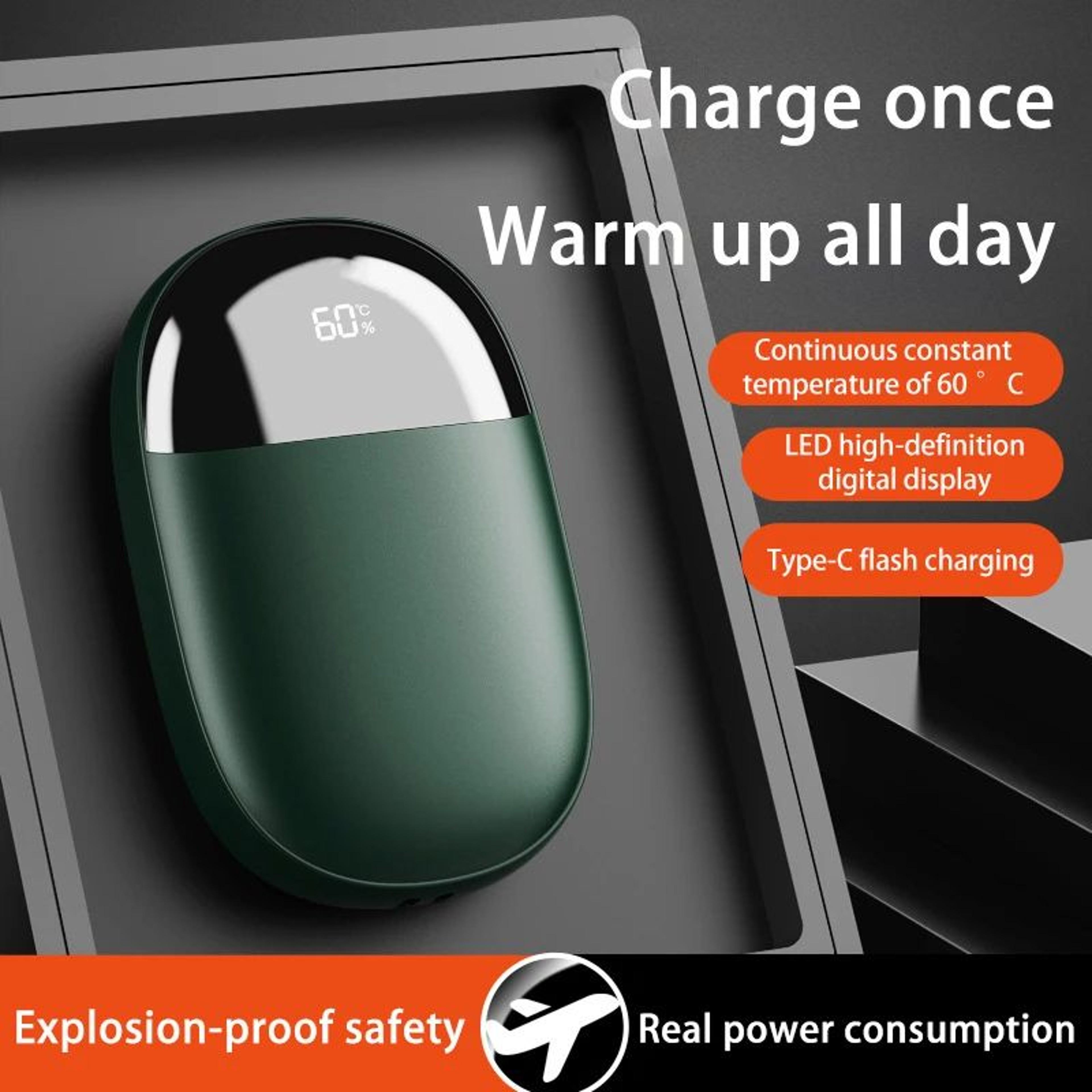 Portable Digital Hand Warmer With Adjustable Temperature DoubleSided Heating And Large Capacity Bat 2
