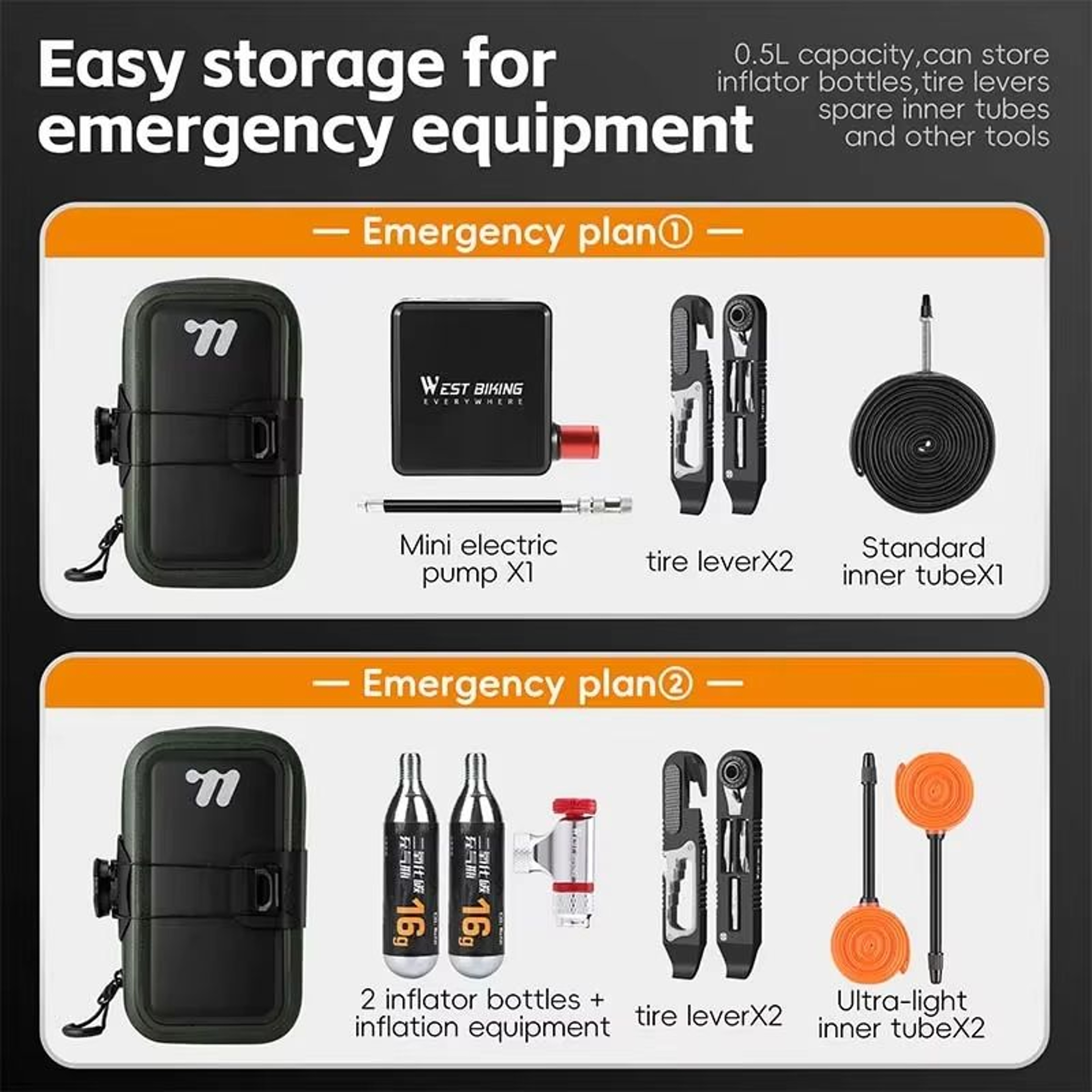 WEST BIKING 05L Waterproof Bike Saddle Bag Seamless TPU Under Seat Mini Tail Pouch 5