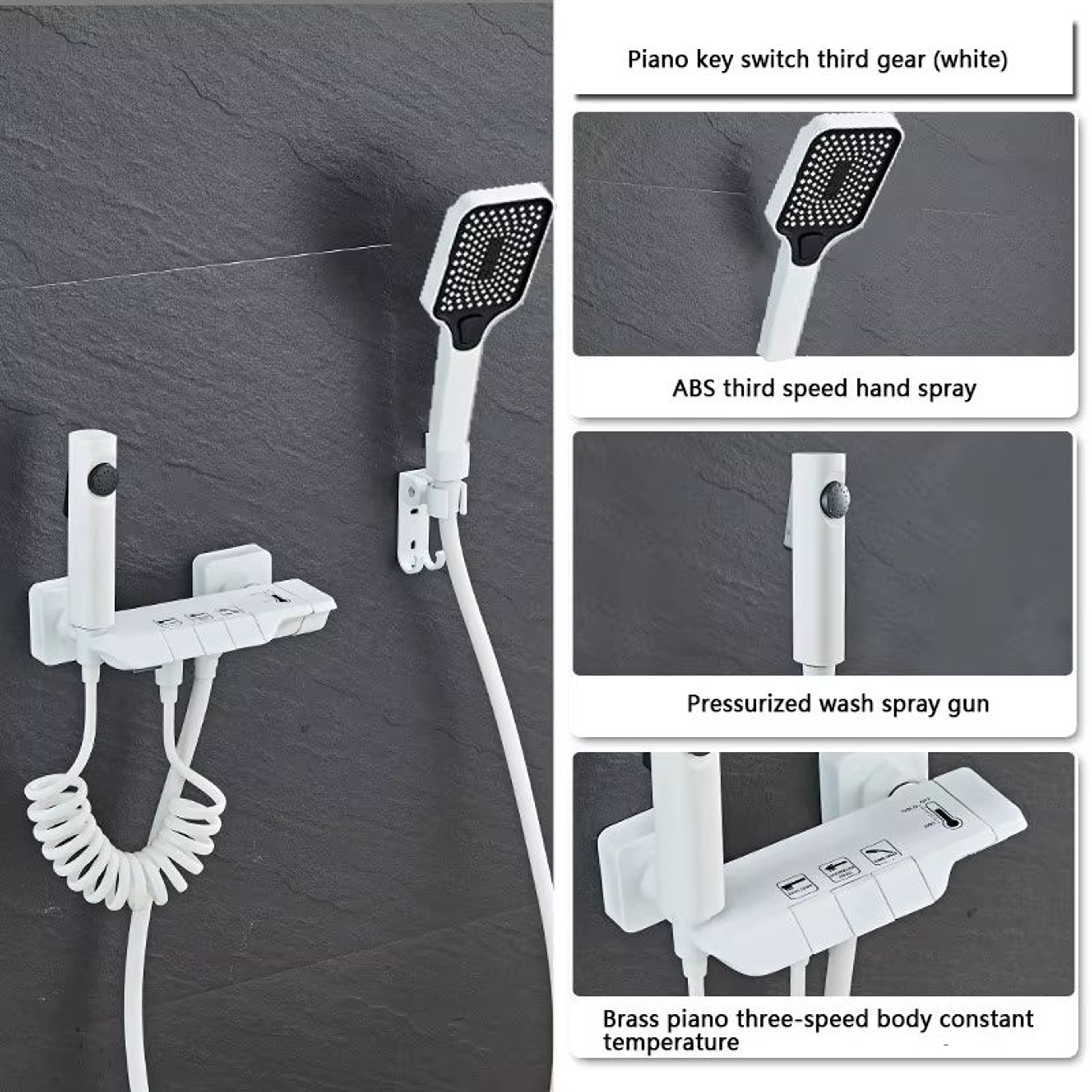 Grey Wall Mounted Digital Display Shower System Full Set 14