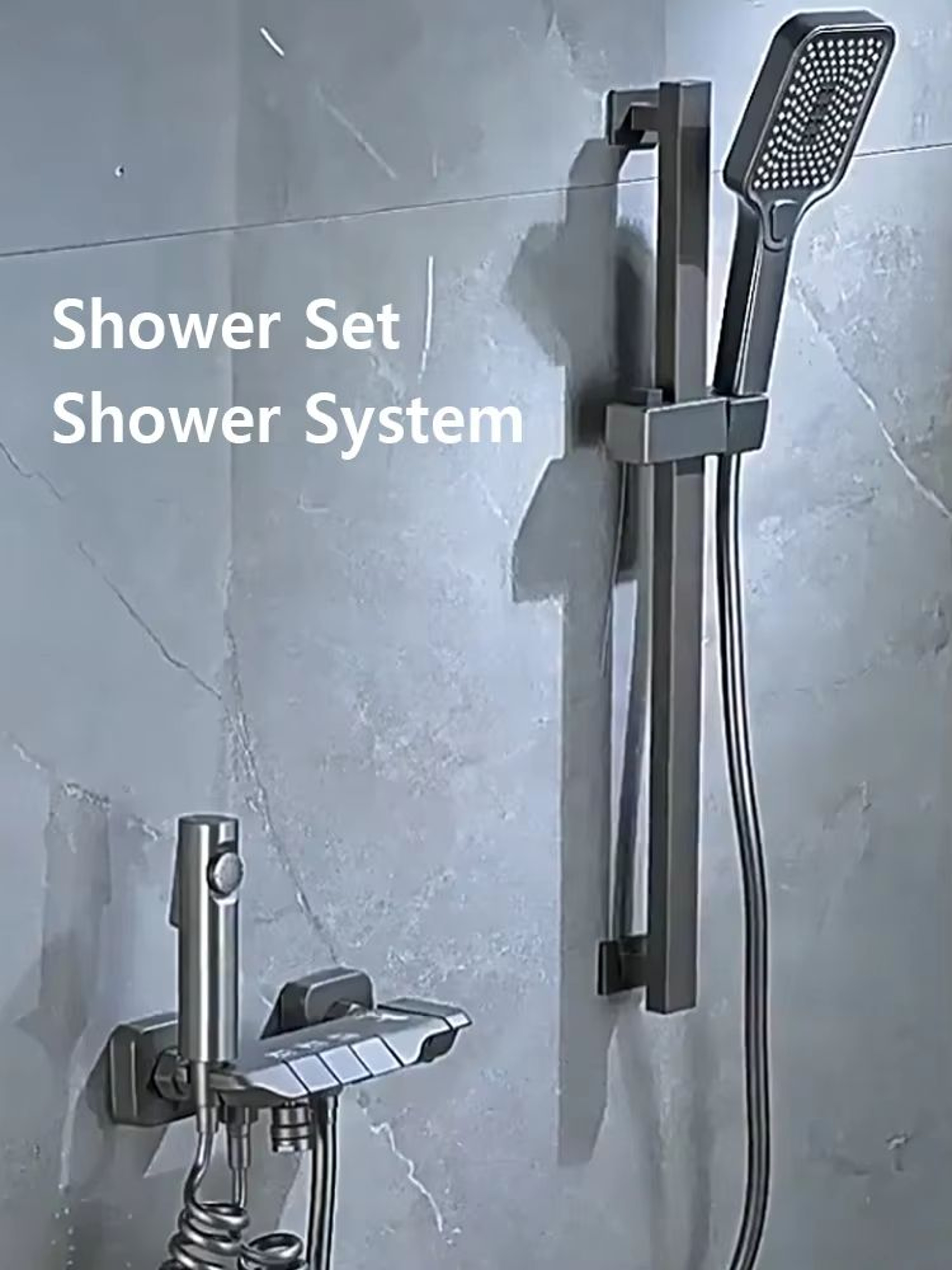 Grey Wall Mounted Digital Display Shower System Full Set 4