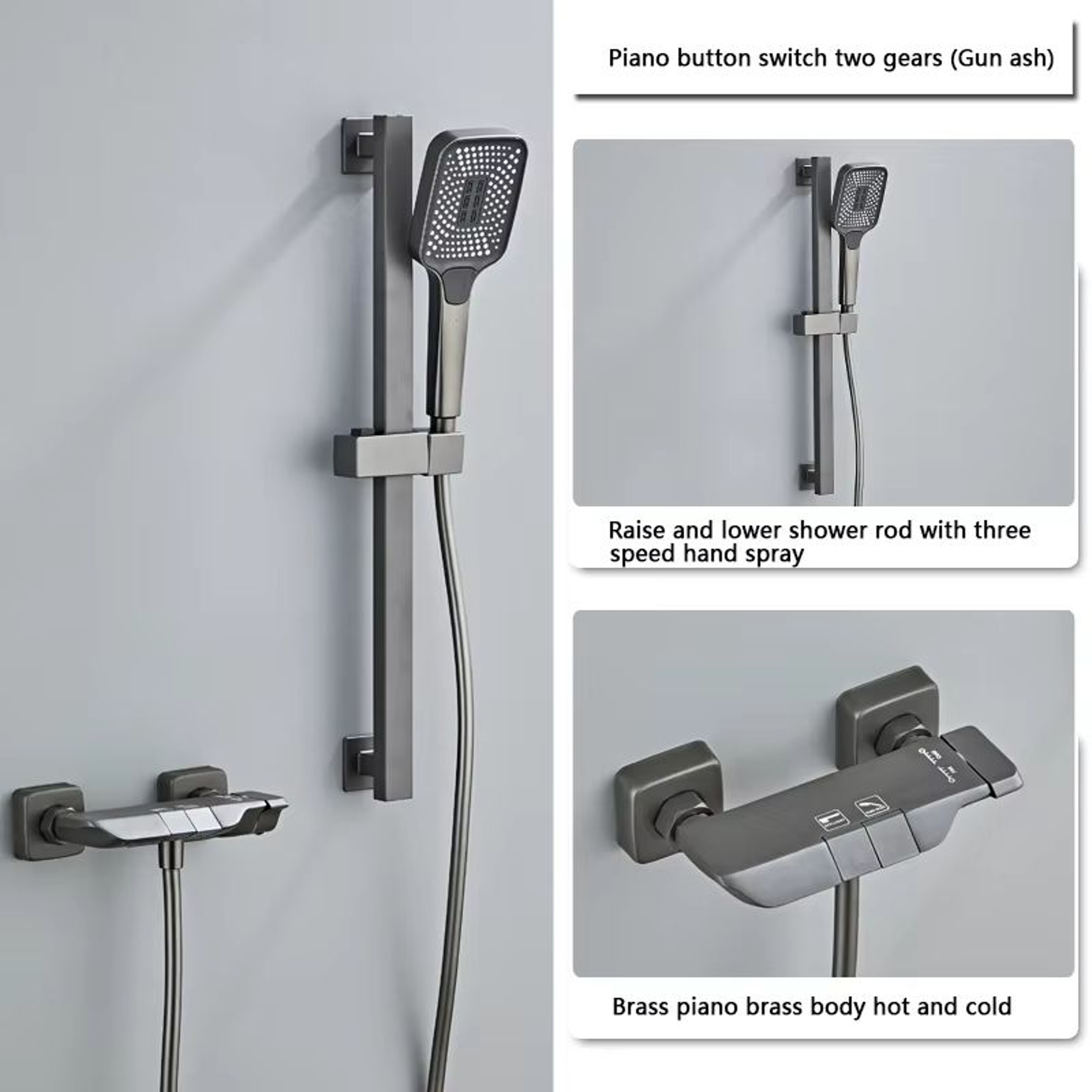 Grey Wall Mounted Digital Display Shower System Full Set 7