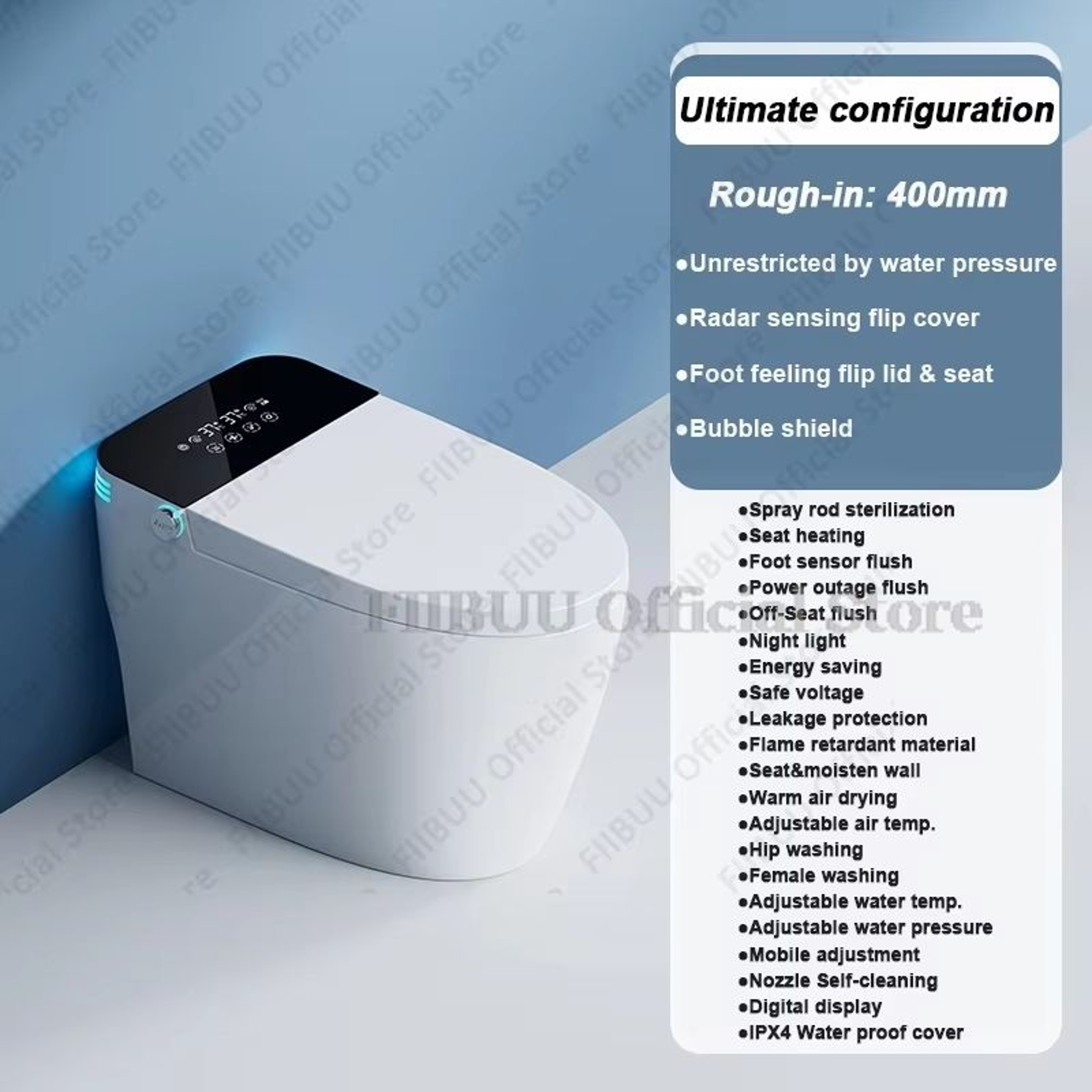 Smart Elongated Toilet With BuiltIn Bidet And Heated Seat 10