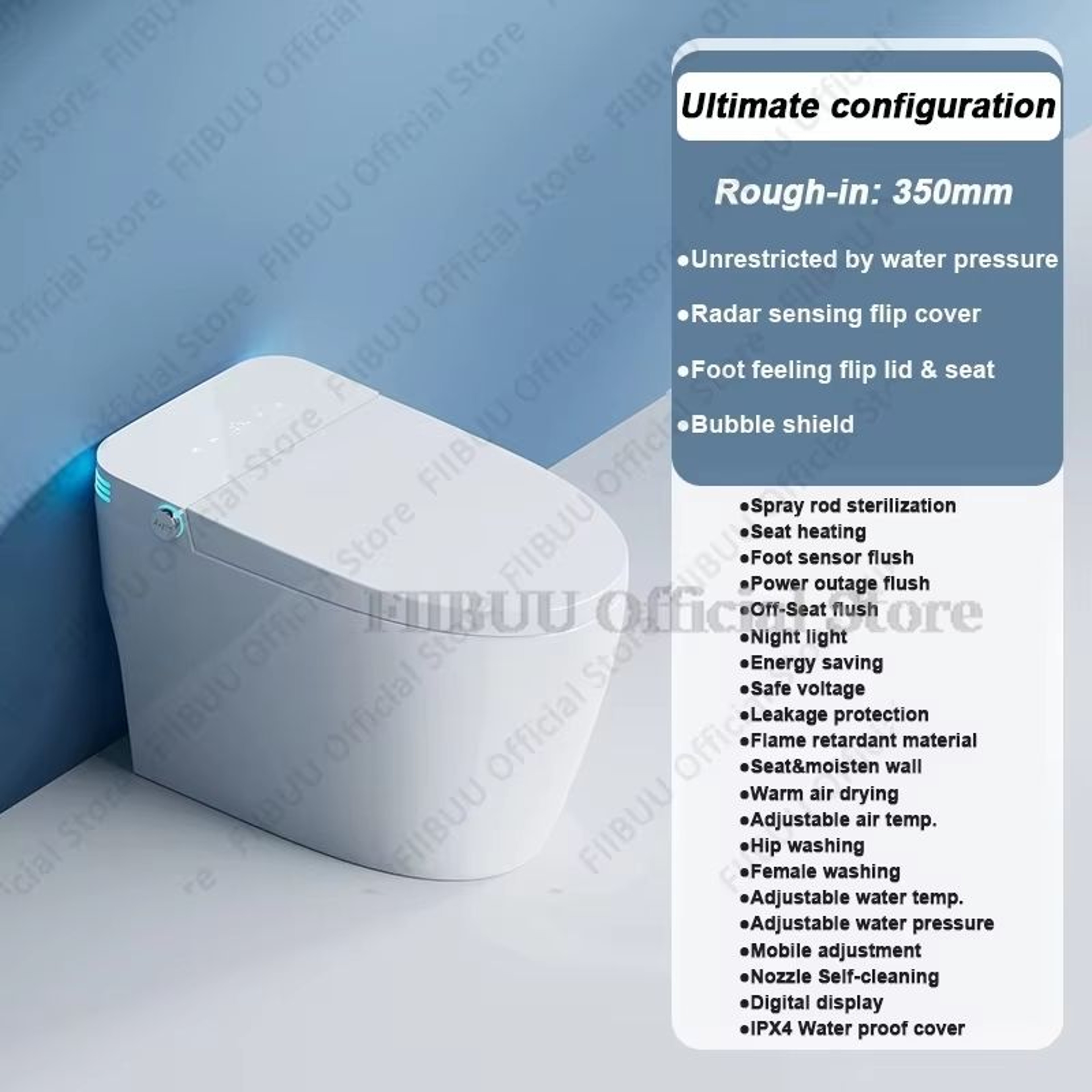 Smart Elongated Toilet With BuiltIn Bidet And Heated Seat 13