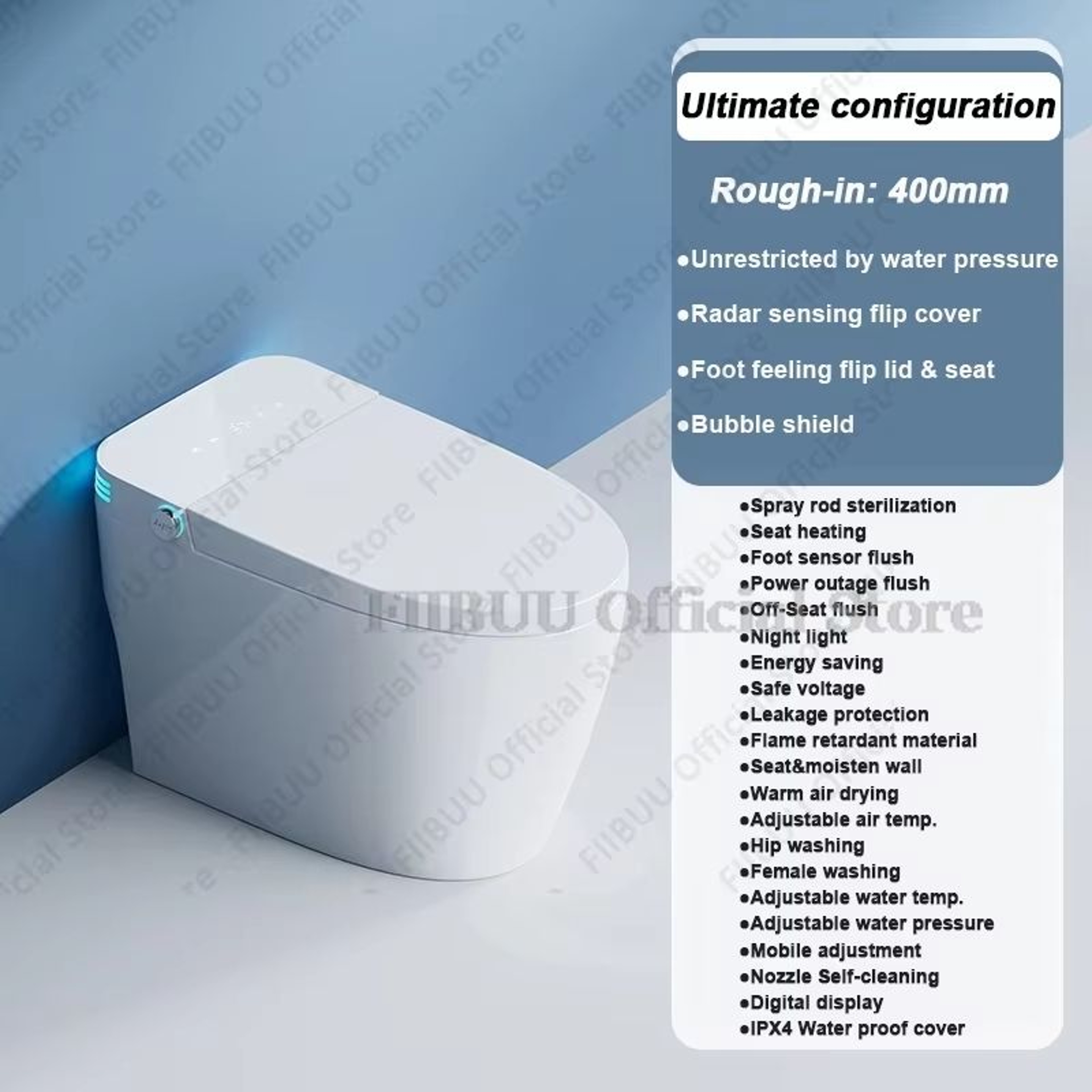 Smart Elongated Toilet With BuiltIn Bidet And Heated Seat 6