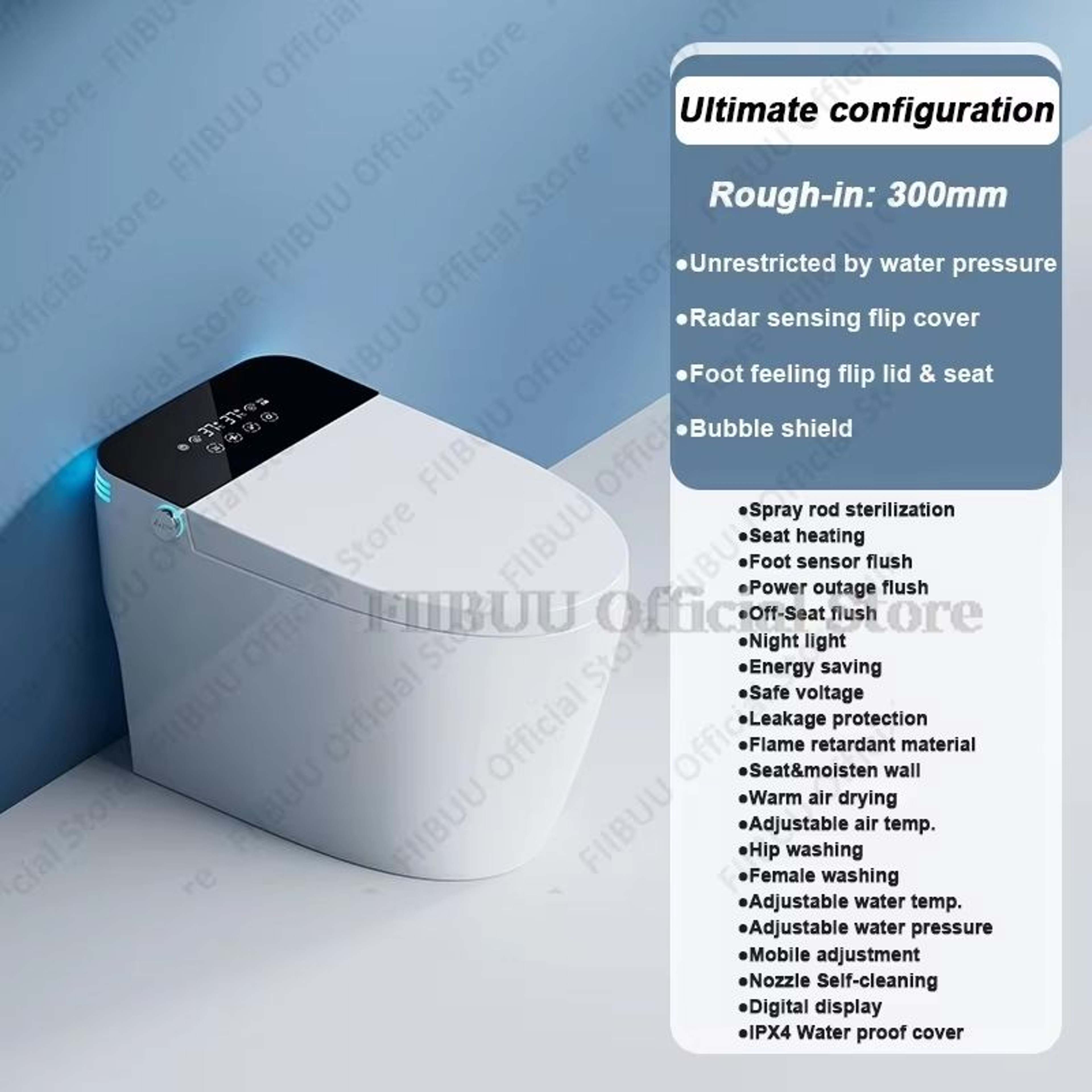 Smart Elongated Toilet With BuiltIn Bidet And Heated Seat 8
