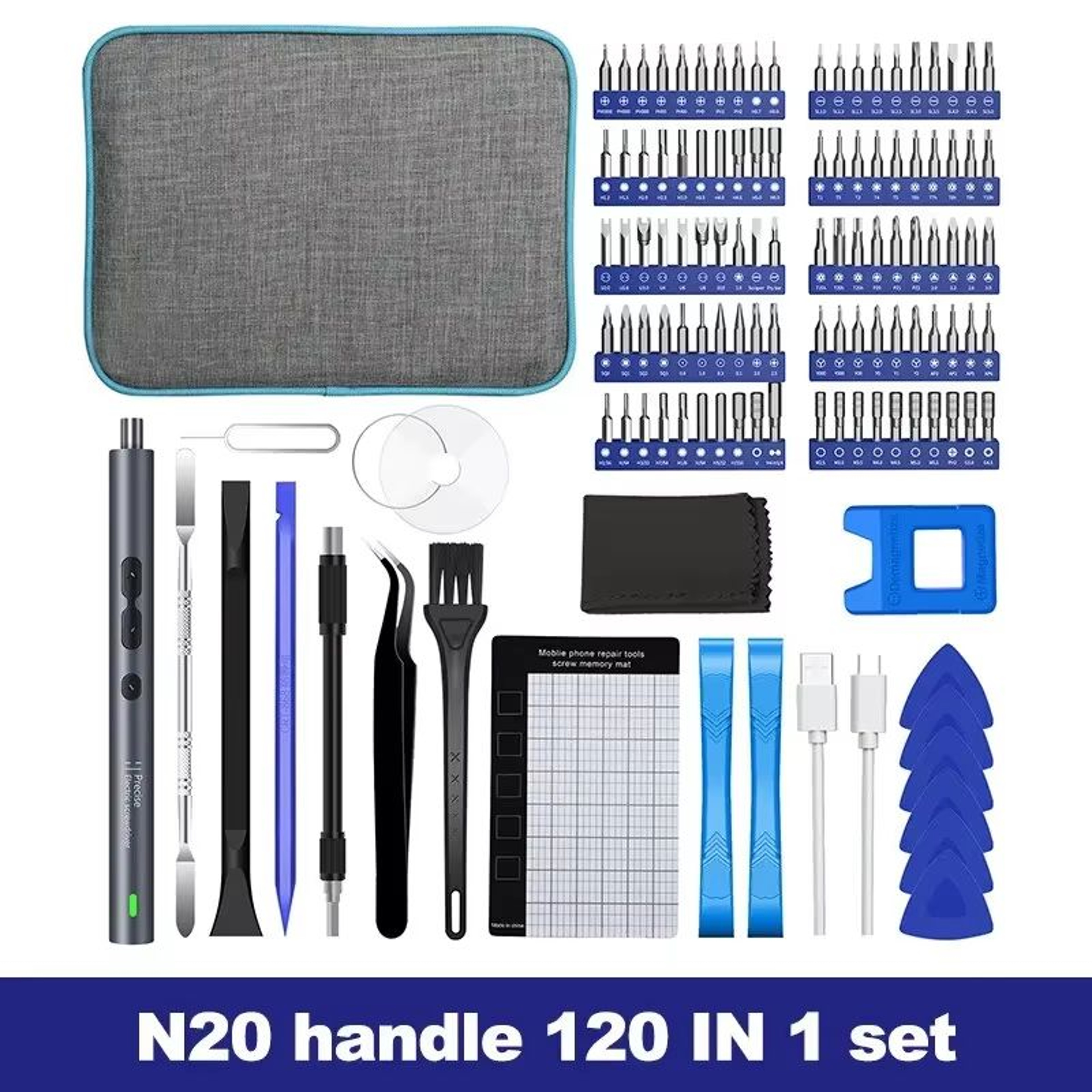 Rechargeable 62in1 Electric Precision Screwdriver Set With Magnetic Bits 9