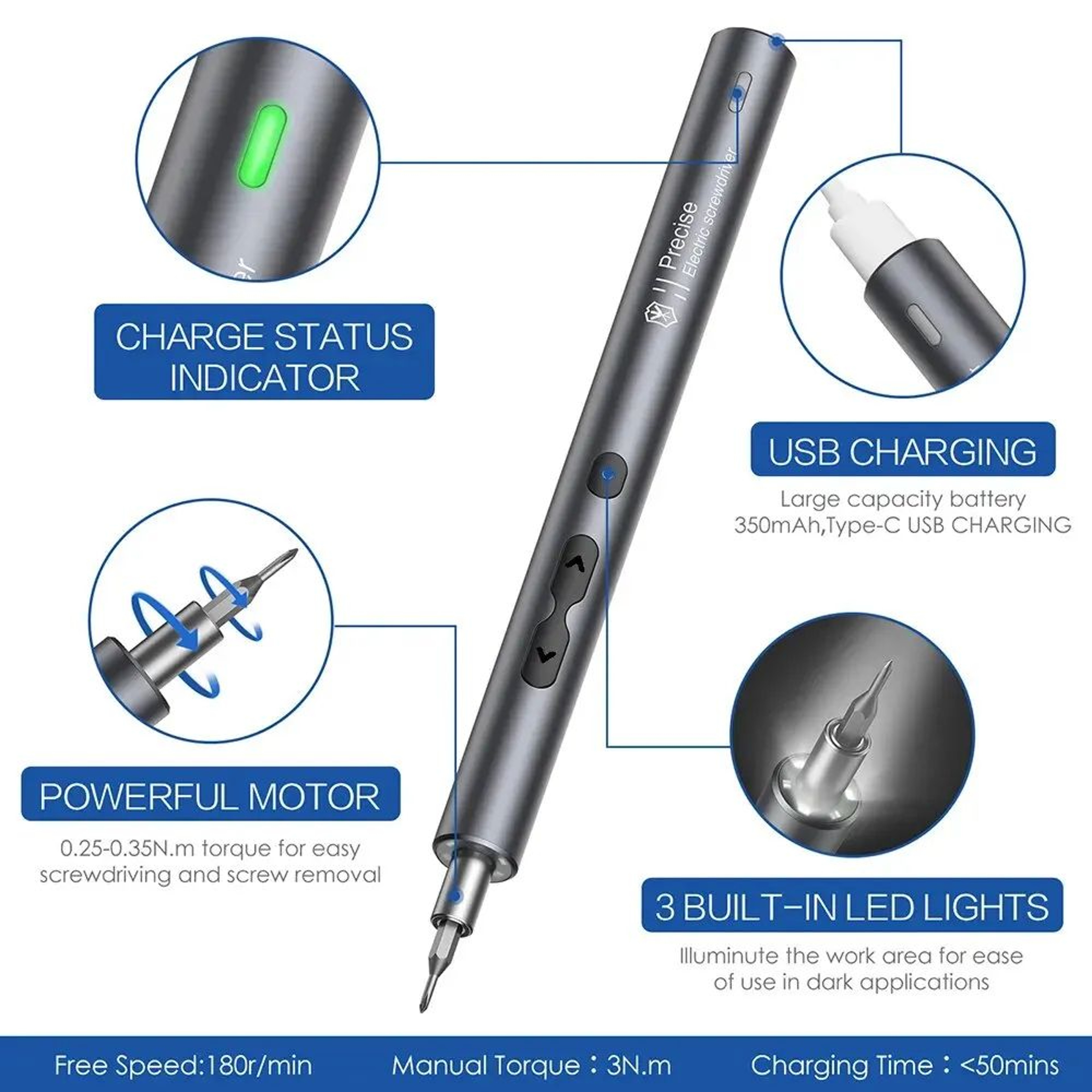 Rechargeable 62in1 Electric Precision Screwdriver Set With Magnetic Bits 1