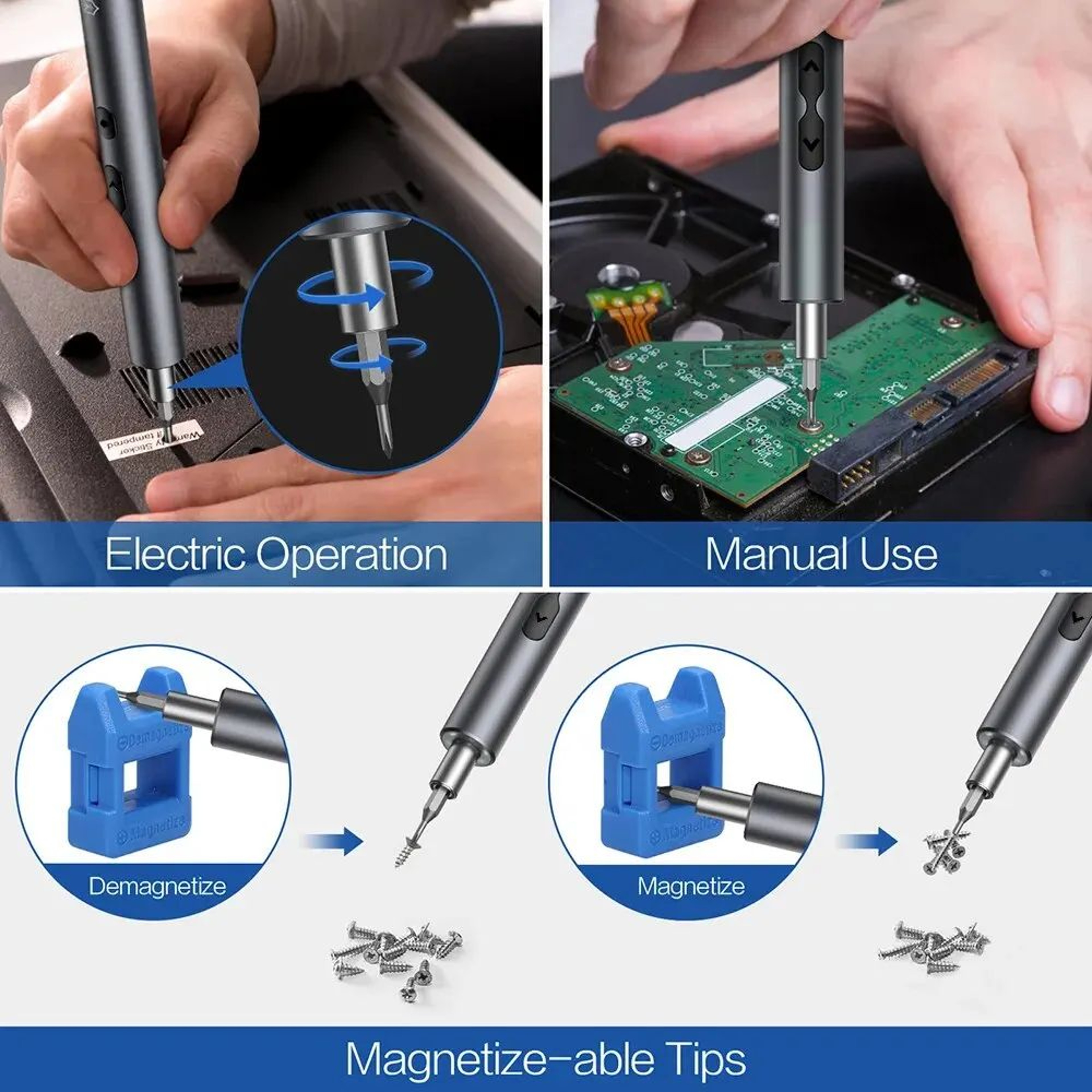 Rechargeable 62in1 Electric Precision Screwdriver Set With Magnetic Bits 4
