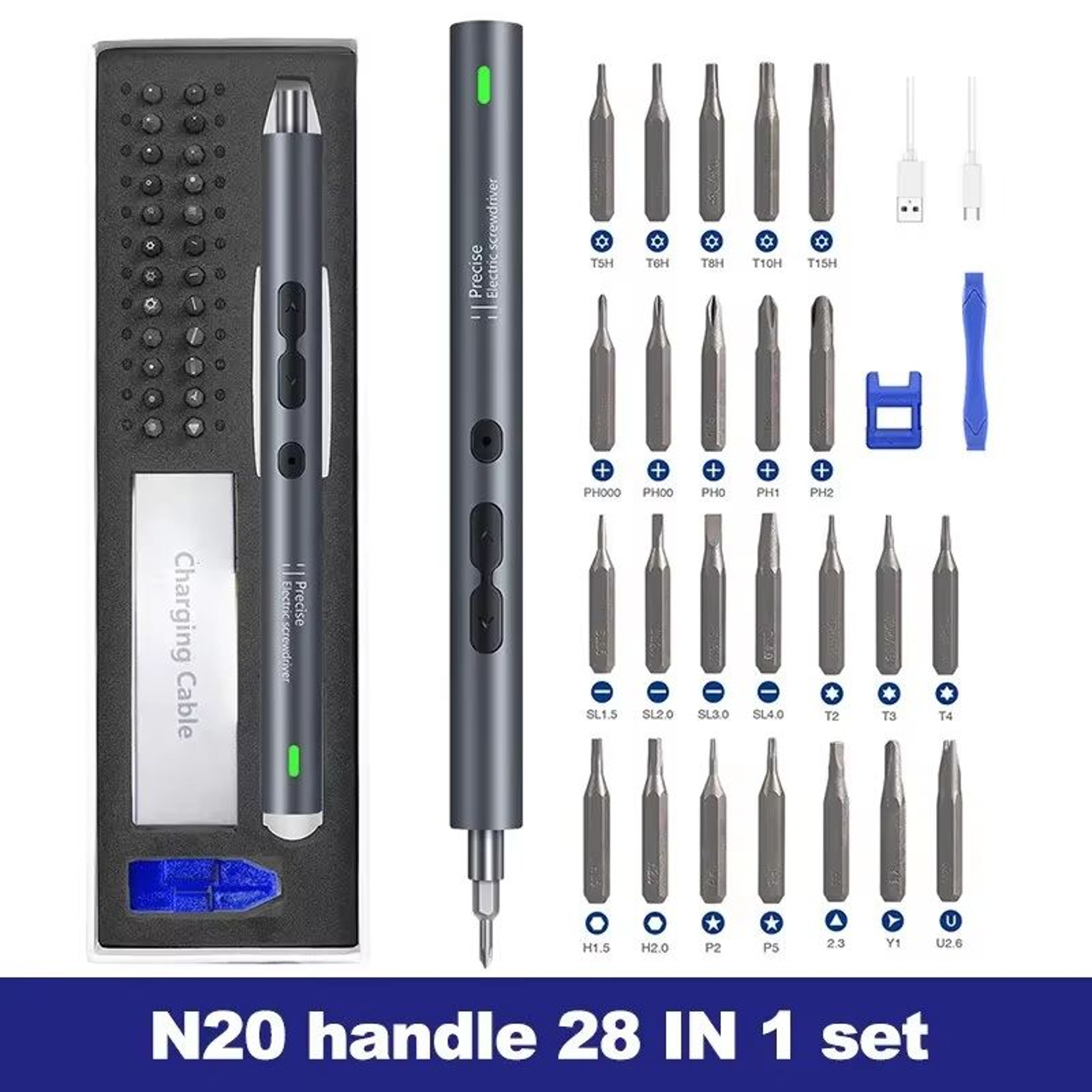 Rechargeable 62in1 Electric Precision Screwdriver Set With Magnetic Bits 7