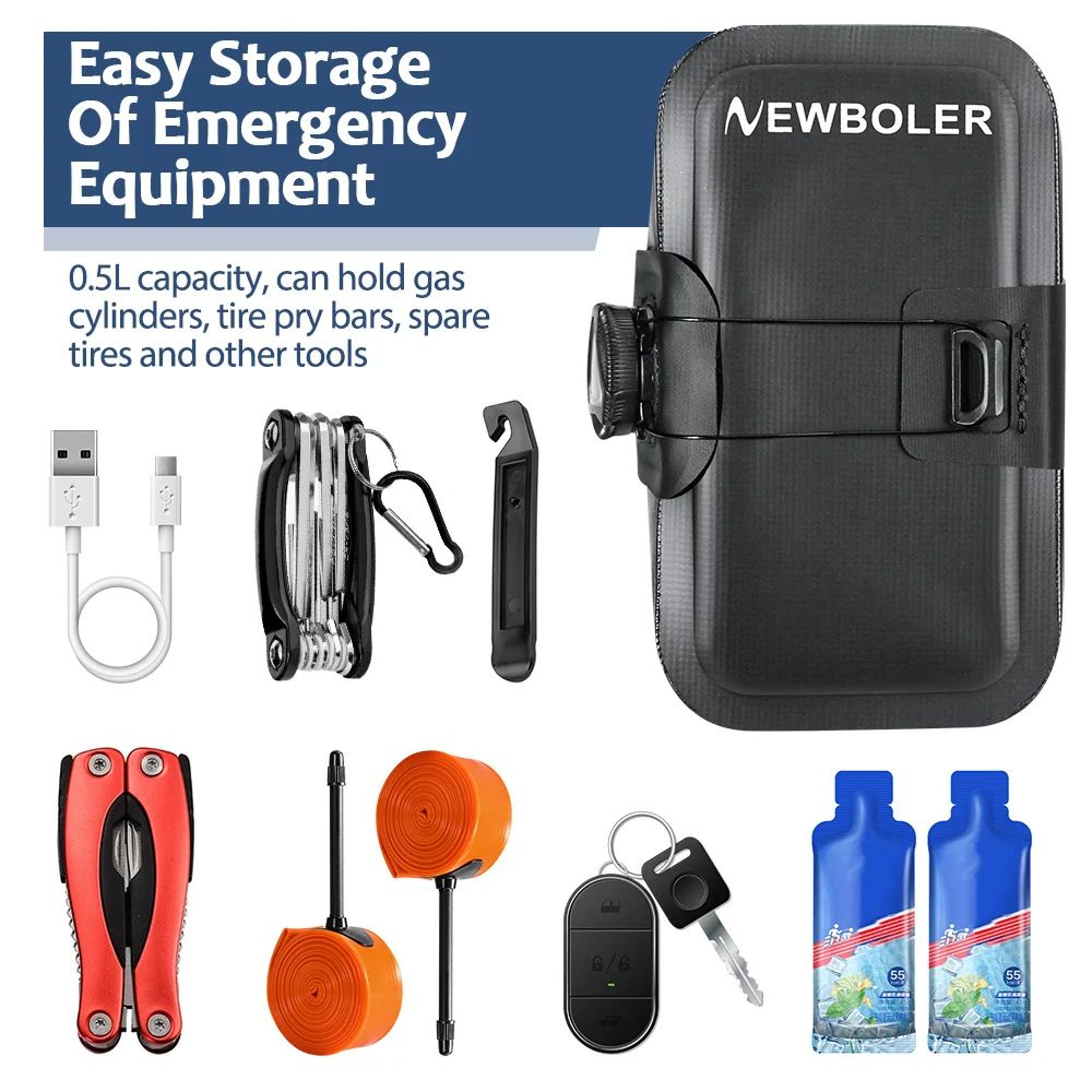 NEWBOLER Seamless Waterproof Rotating Buckle Mini Bike Saddle Bag 4