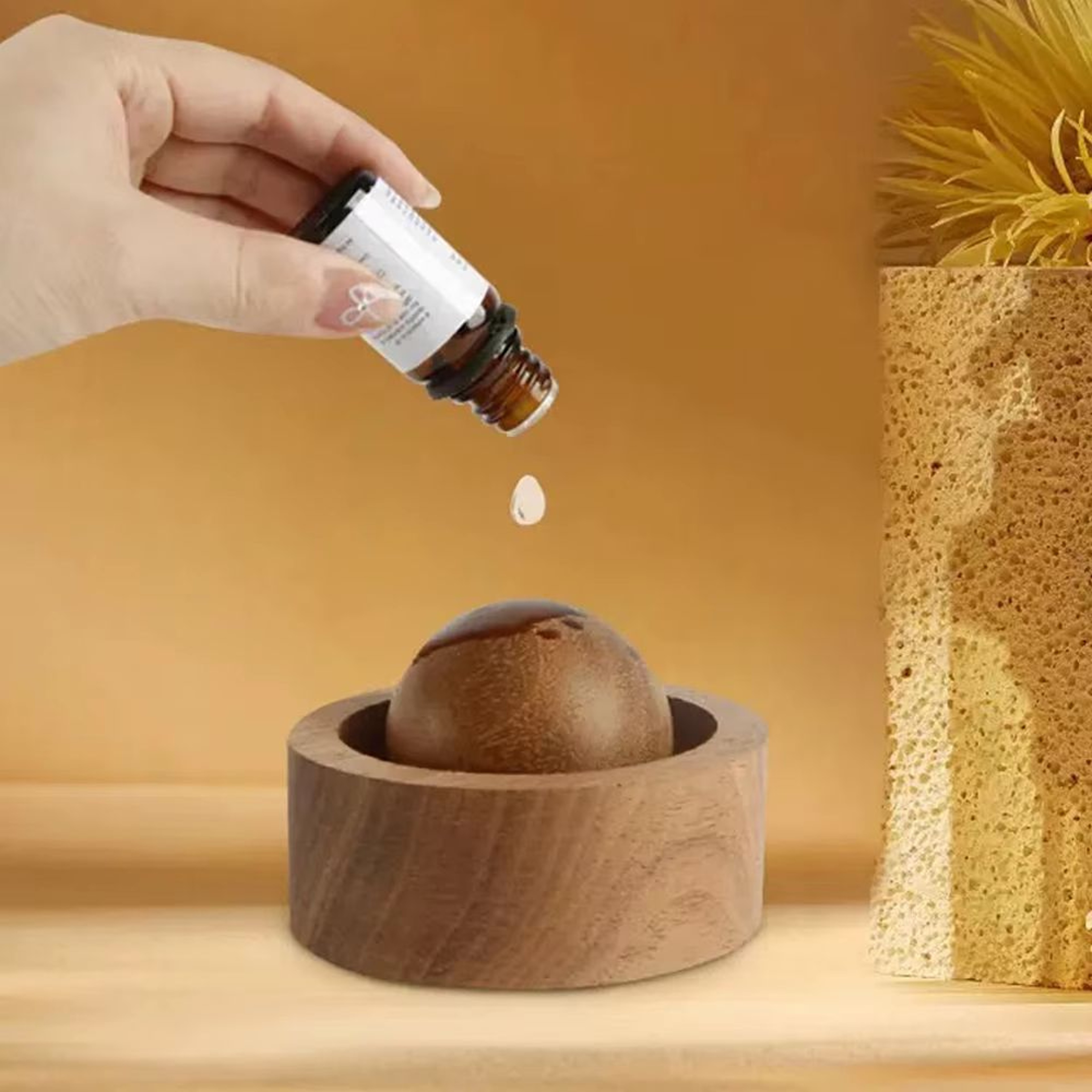 Natural Solid Wood Aromatherapy Diffuser Sphere 5