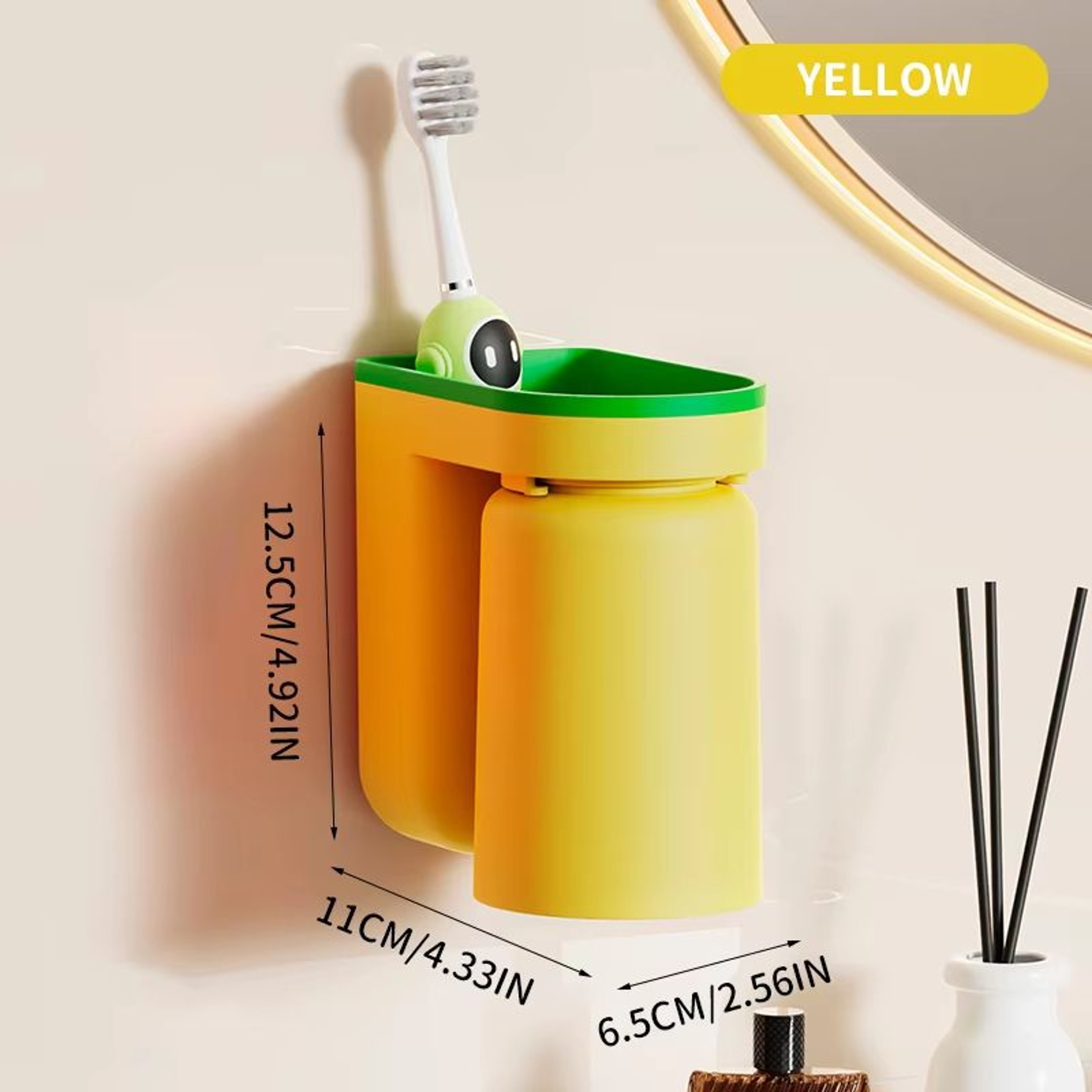 NoHole Wall Mounted Toothbrush Storage Rack With Mouthwash Cup  Bathroom Organizer  Toothbrush Hold 8