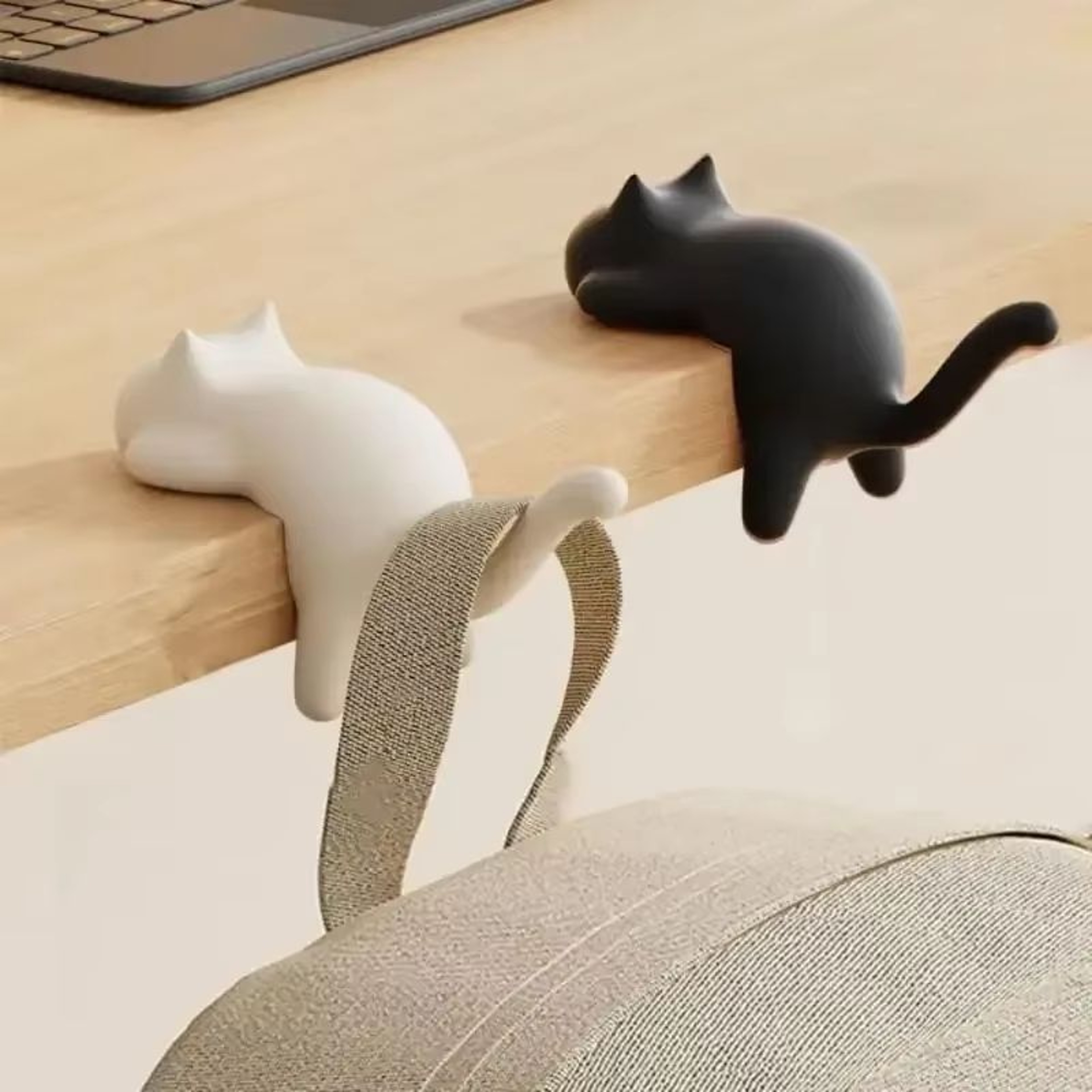 Cat Shaped Desk Side Backpack Hook No Punch Strong Load Bearing Foldable Hanger 1 Or 2pcs 4
