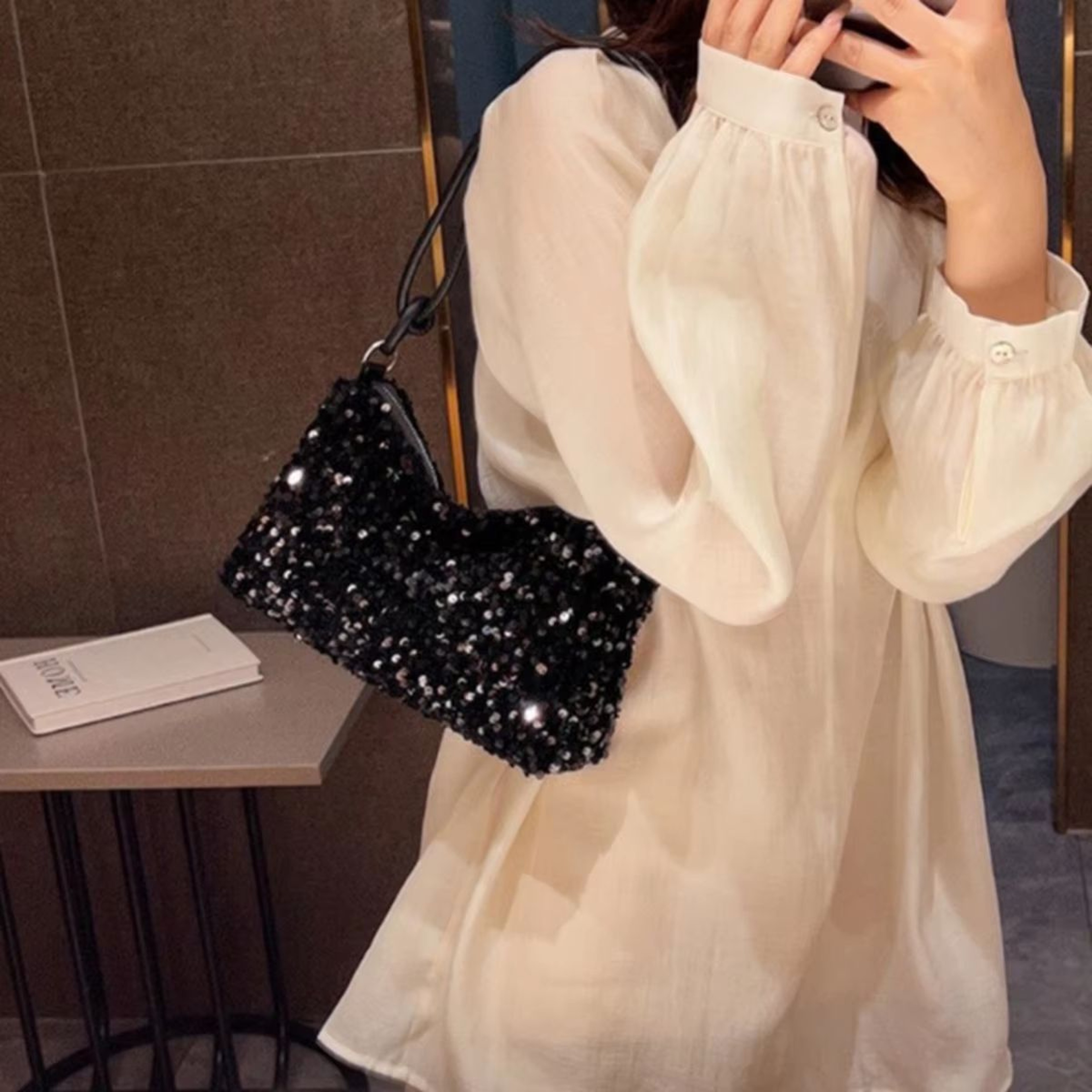 Black Spice Glitter Underarm Crossbody Shoulder Bag For Women 1