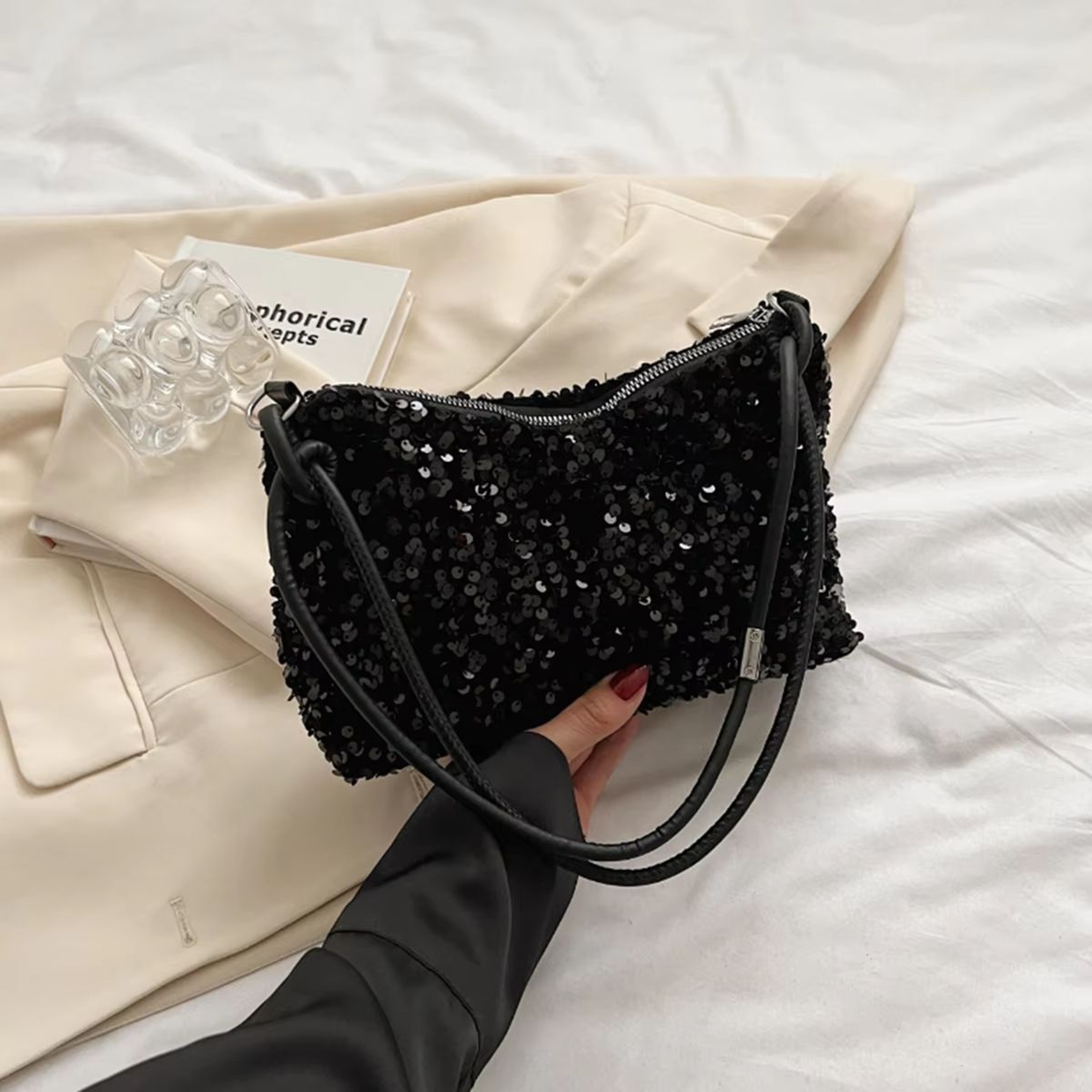 Black Spice Glitter Underarm Crossbody Shoulder Bag For Women 6