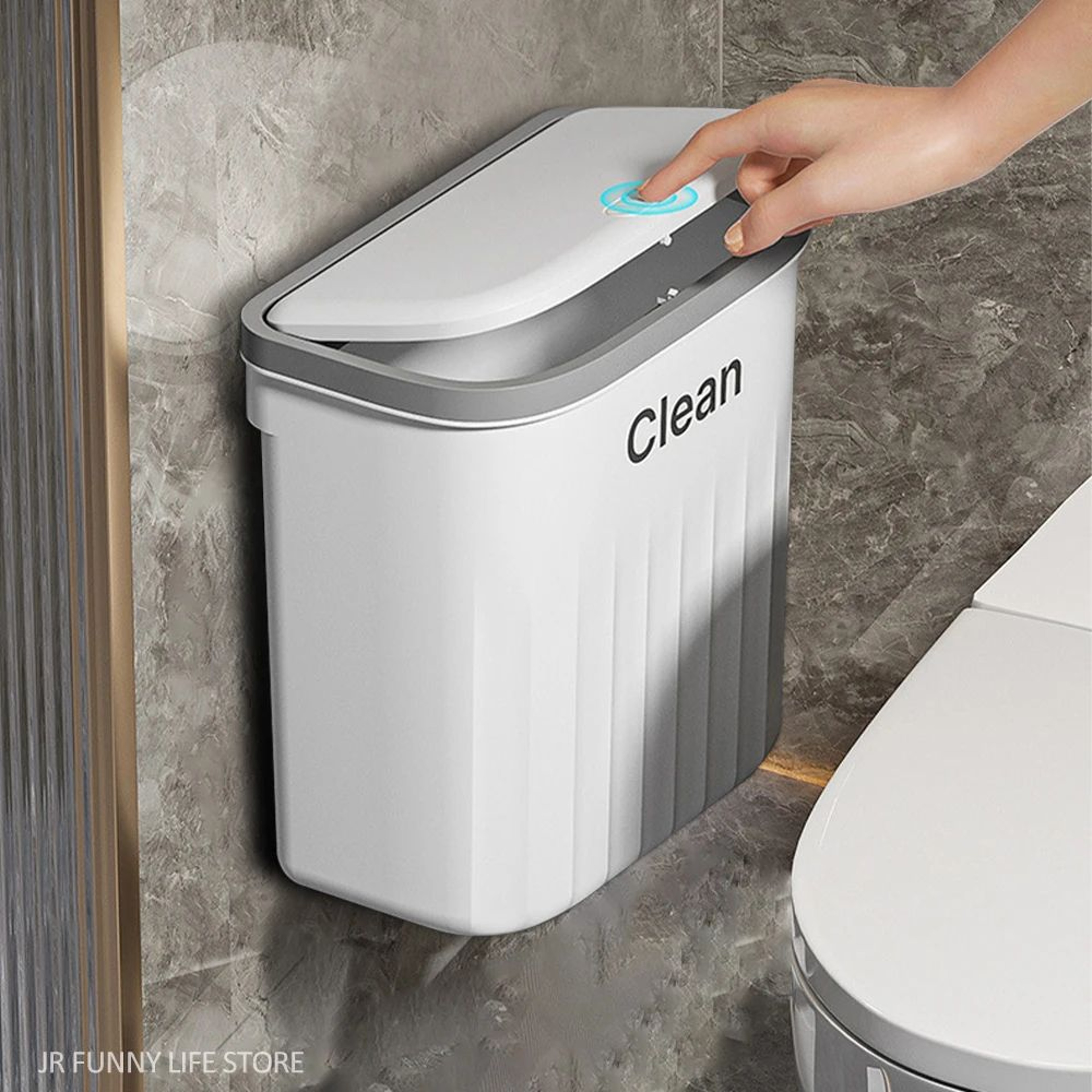 PressType Wall Mounted Trash Can 1216L With Lid For Bathroom And Kitchen 0