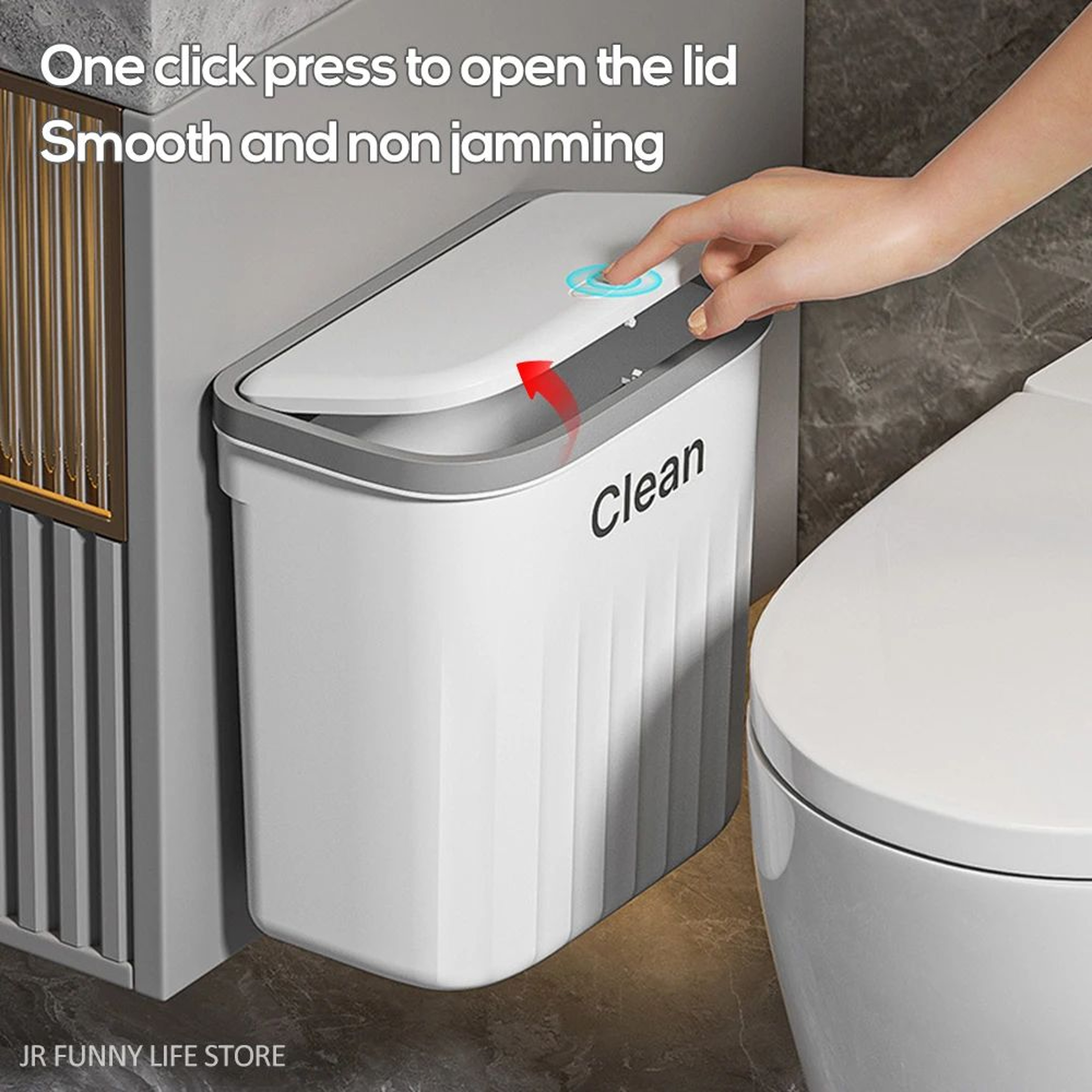 PressType Wall Mounted Trash Can 1216L With Lid For Bathroom And Kitchen 2