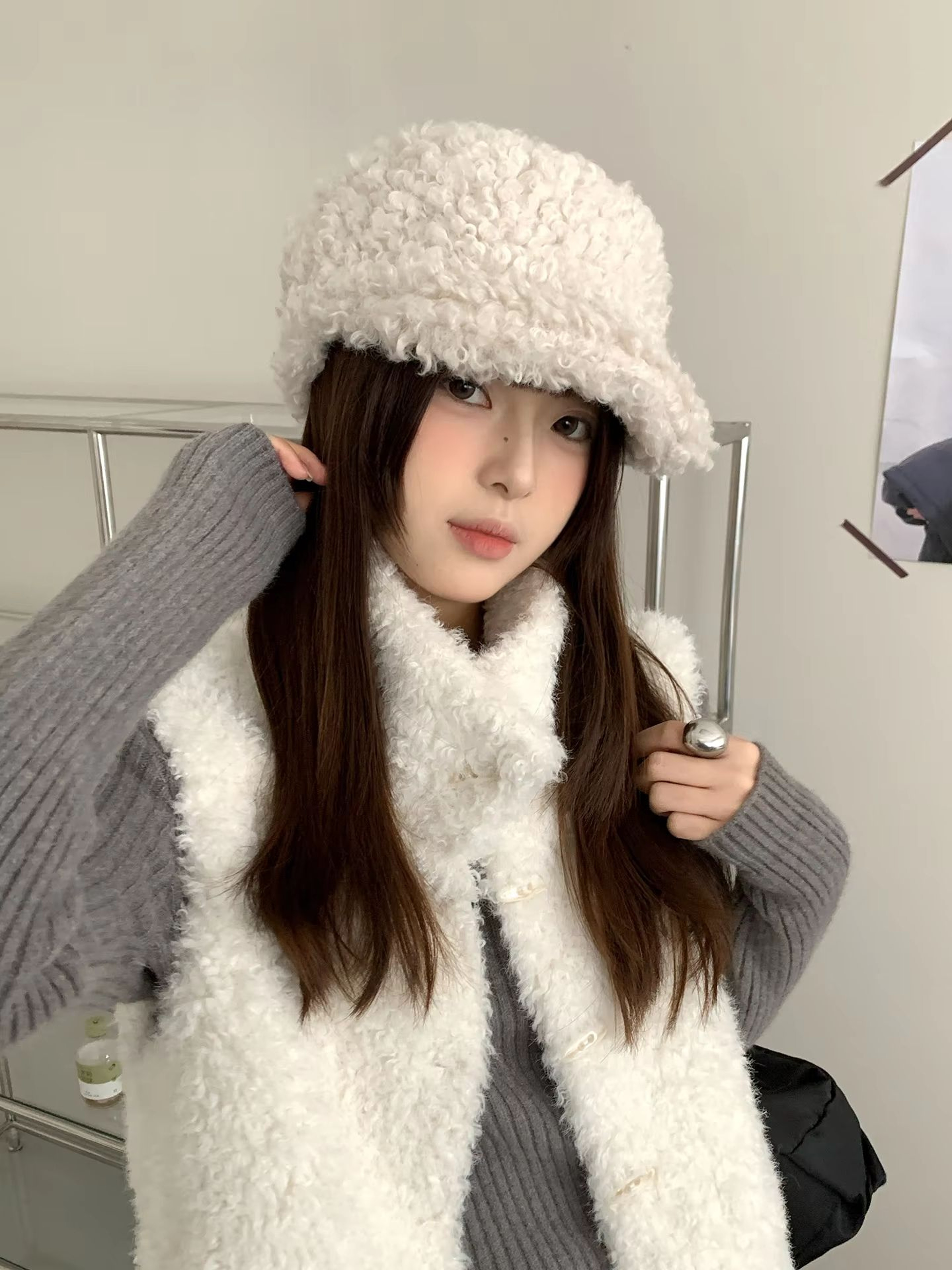 Korean Style Plush Warm Autumn Winter Womens Baseball Cap 3