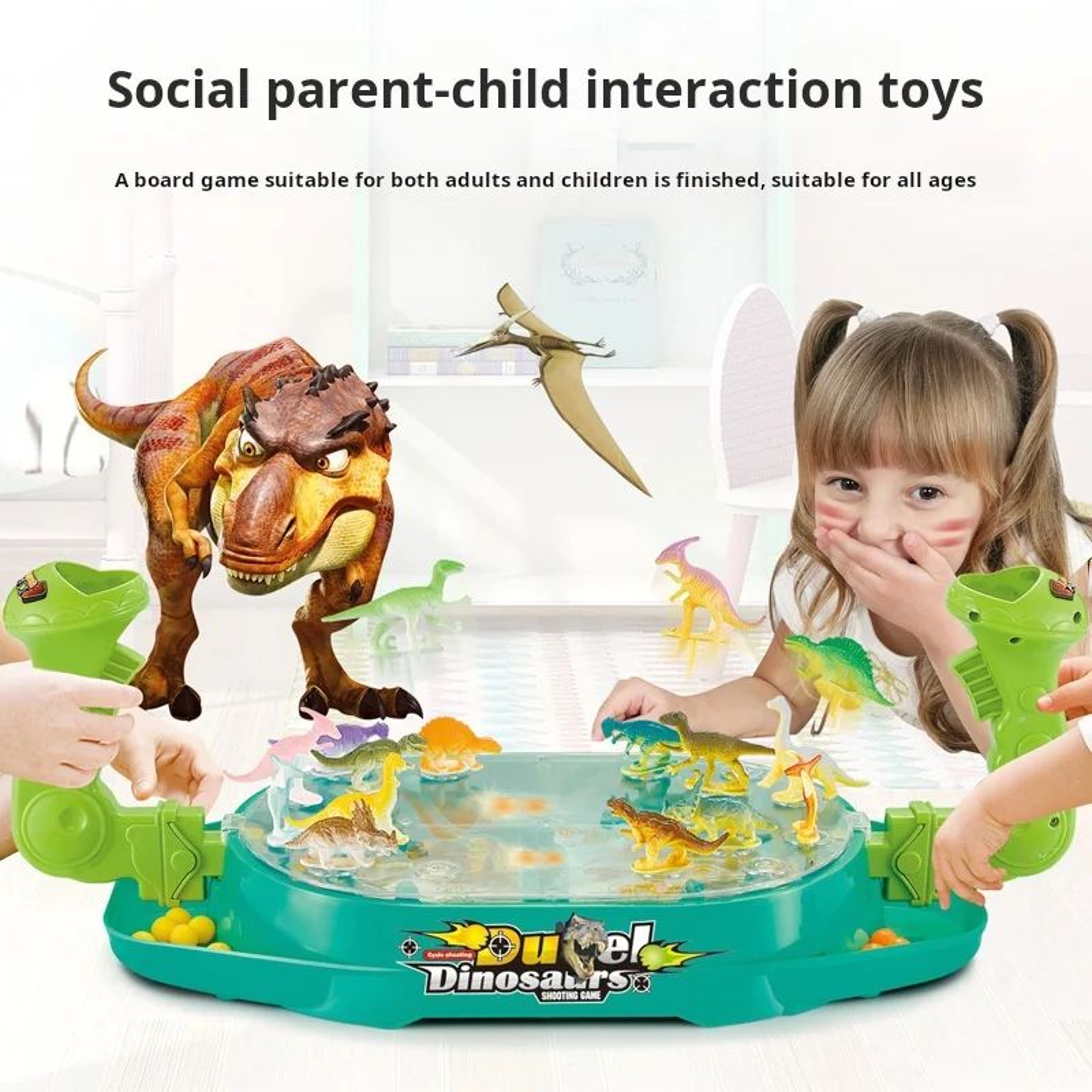 Dino Duel Catapult Board Game TwoPlayer Interactive Pinball Catapult Toy 4