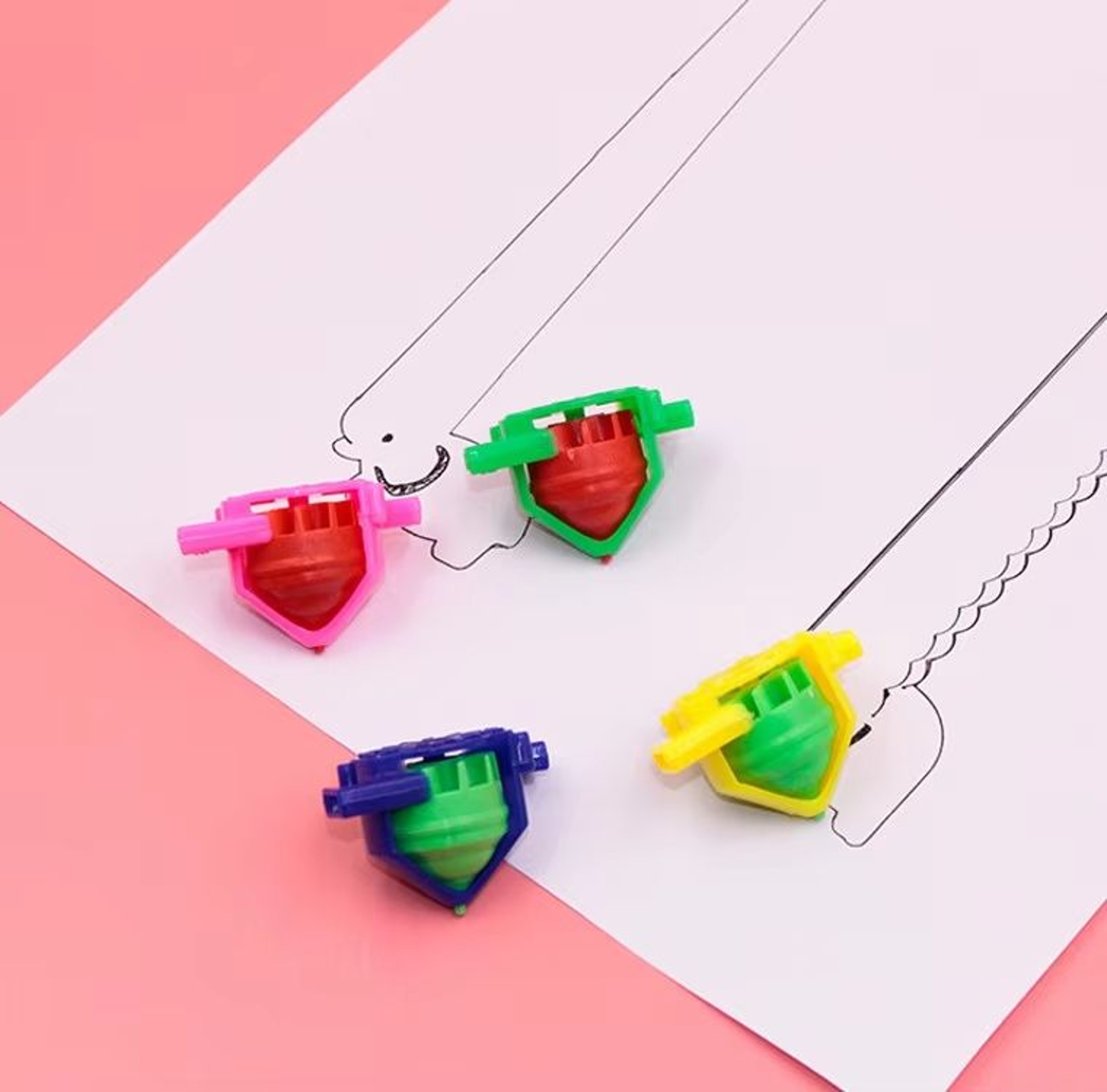 Colorful Spinning Top Plastic Gyroscope Toy Set  Classic Whistle Spinner For Kids Fun 2
