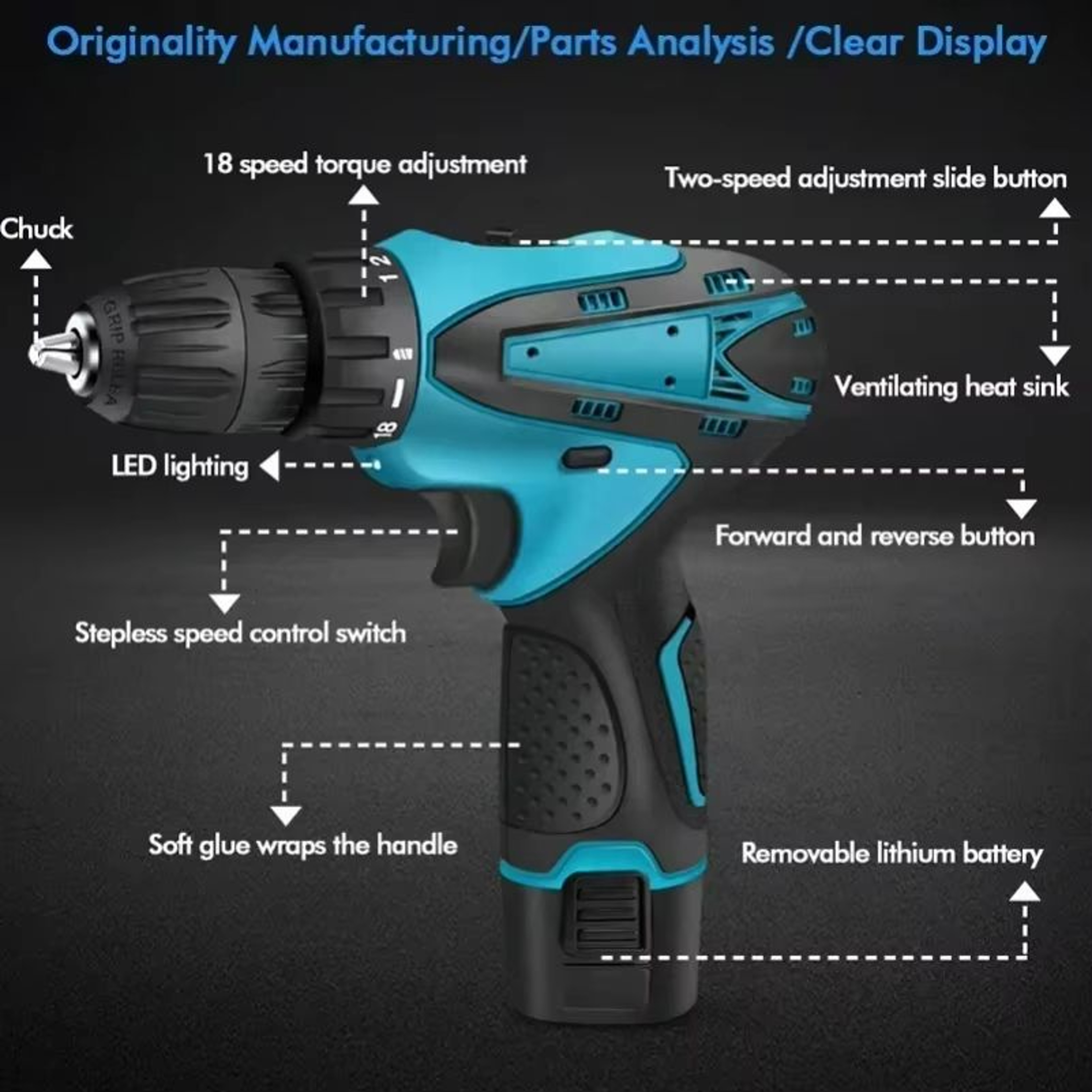 12V Cordless Impact Drill And Electric Screwdriver Combo Kit 3